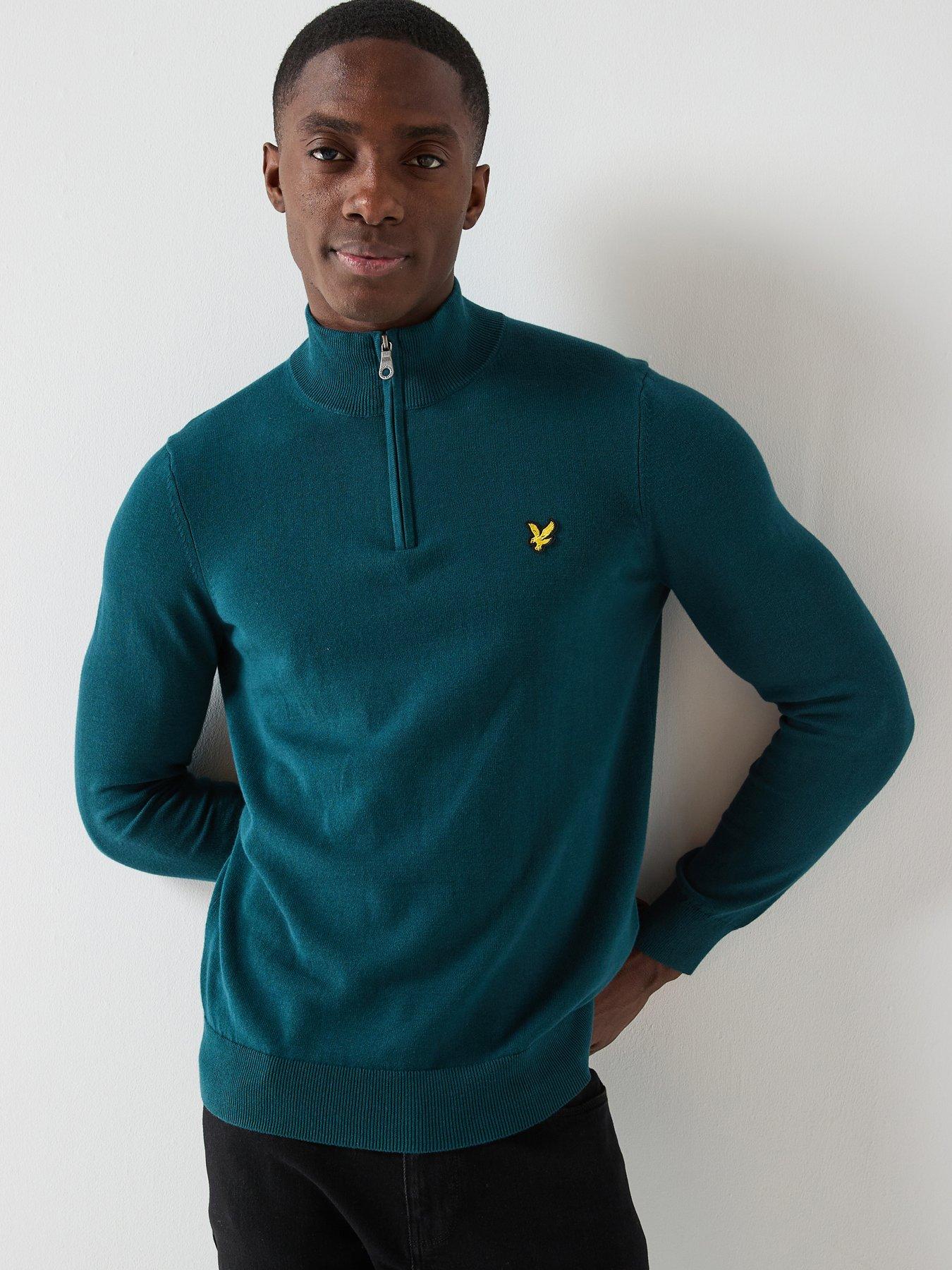 lyle-scott-cotton-quarter-zip-jumper-green