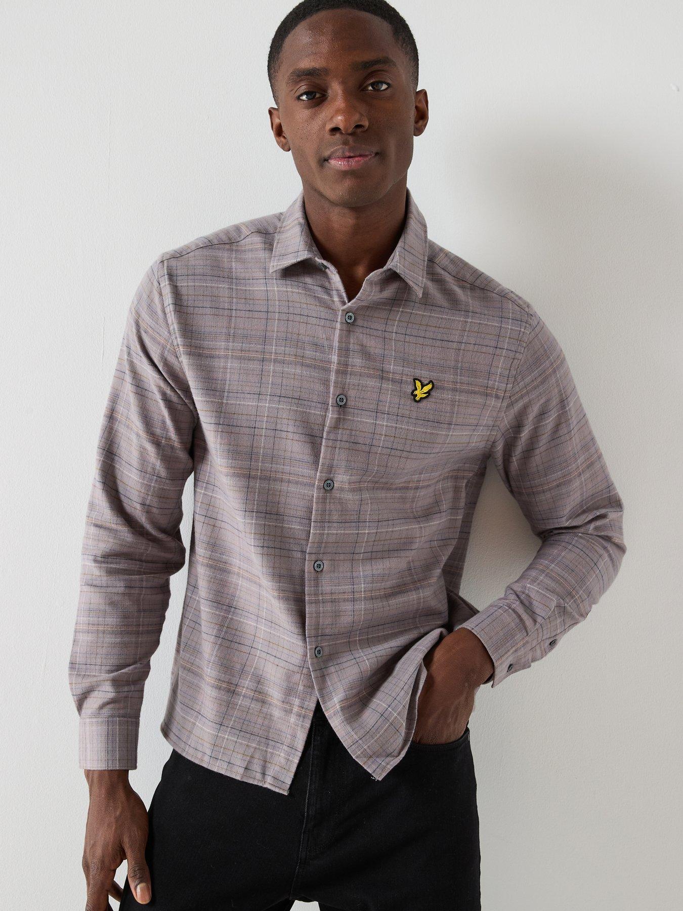 lyle-scott-checked-flannel-shirt-greyfront