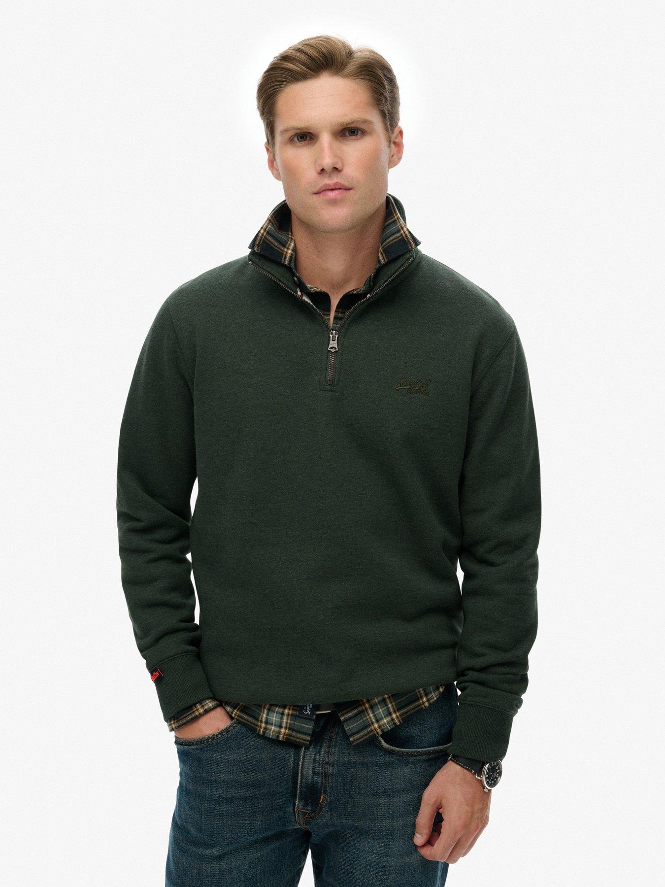 Image 1 of 6 of Superdry Essential Logo Half Zip Sweat - Green