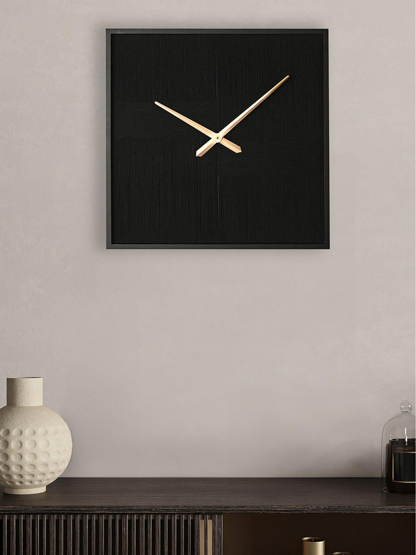 Image 1 of 3 of Hestia Hestia Thread Clock - Black With Gold Hands