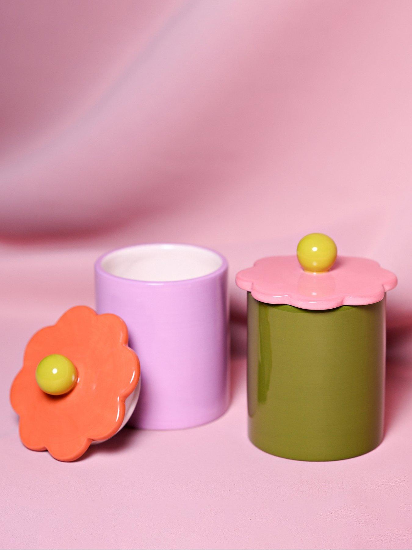 Hestia Raspberry Blossom Set Of 2 Flower Storage Jars