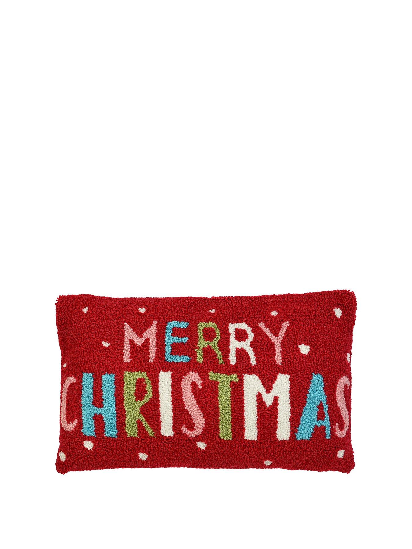 The Christmas Gift Co Merry Christmas Hook Cushion  30x50cm