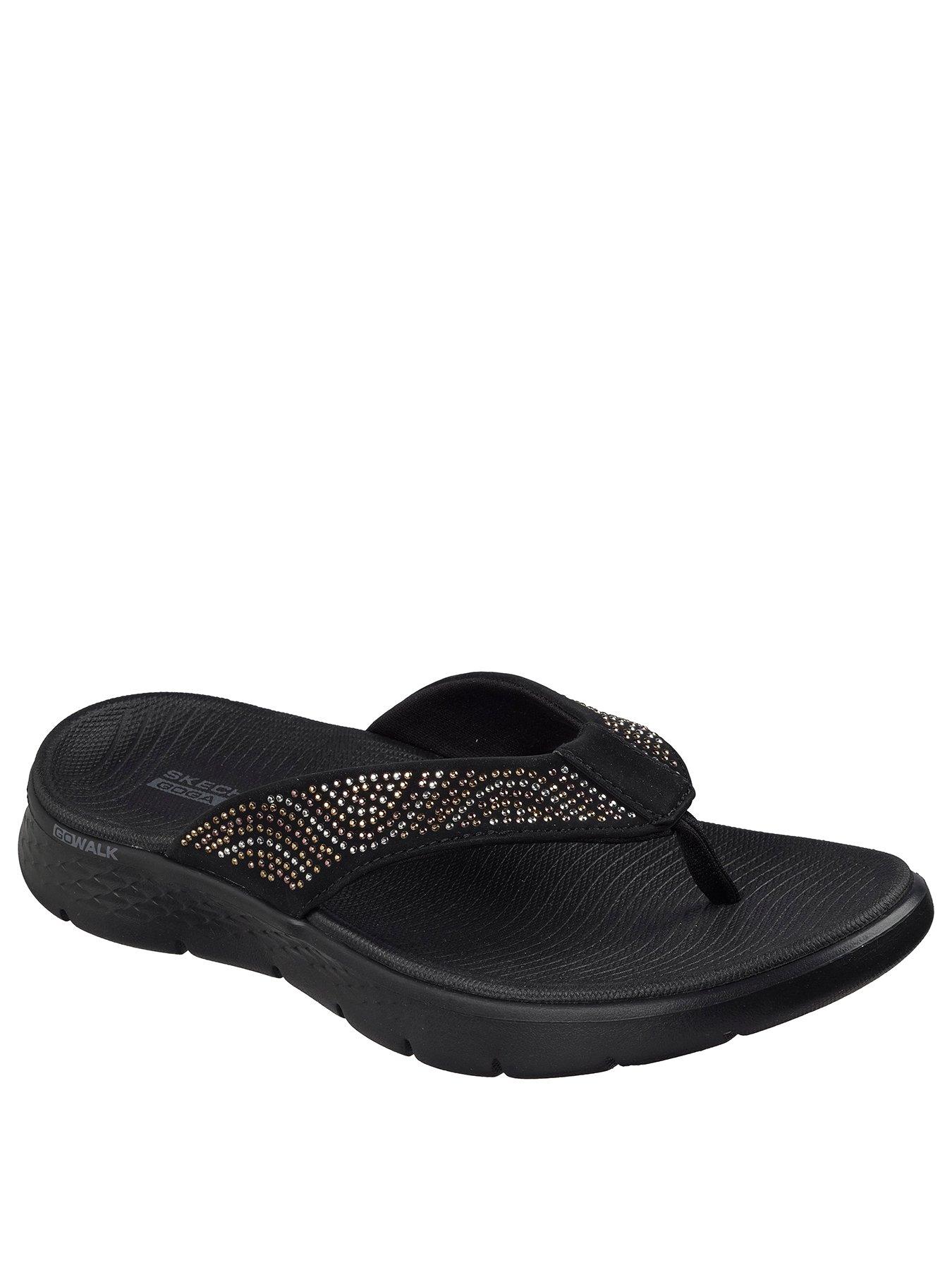 skechers-go-walk-flex-sandal-toe-post-sandal-blackstillFront