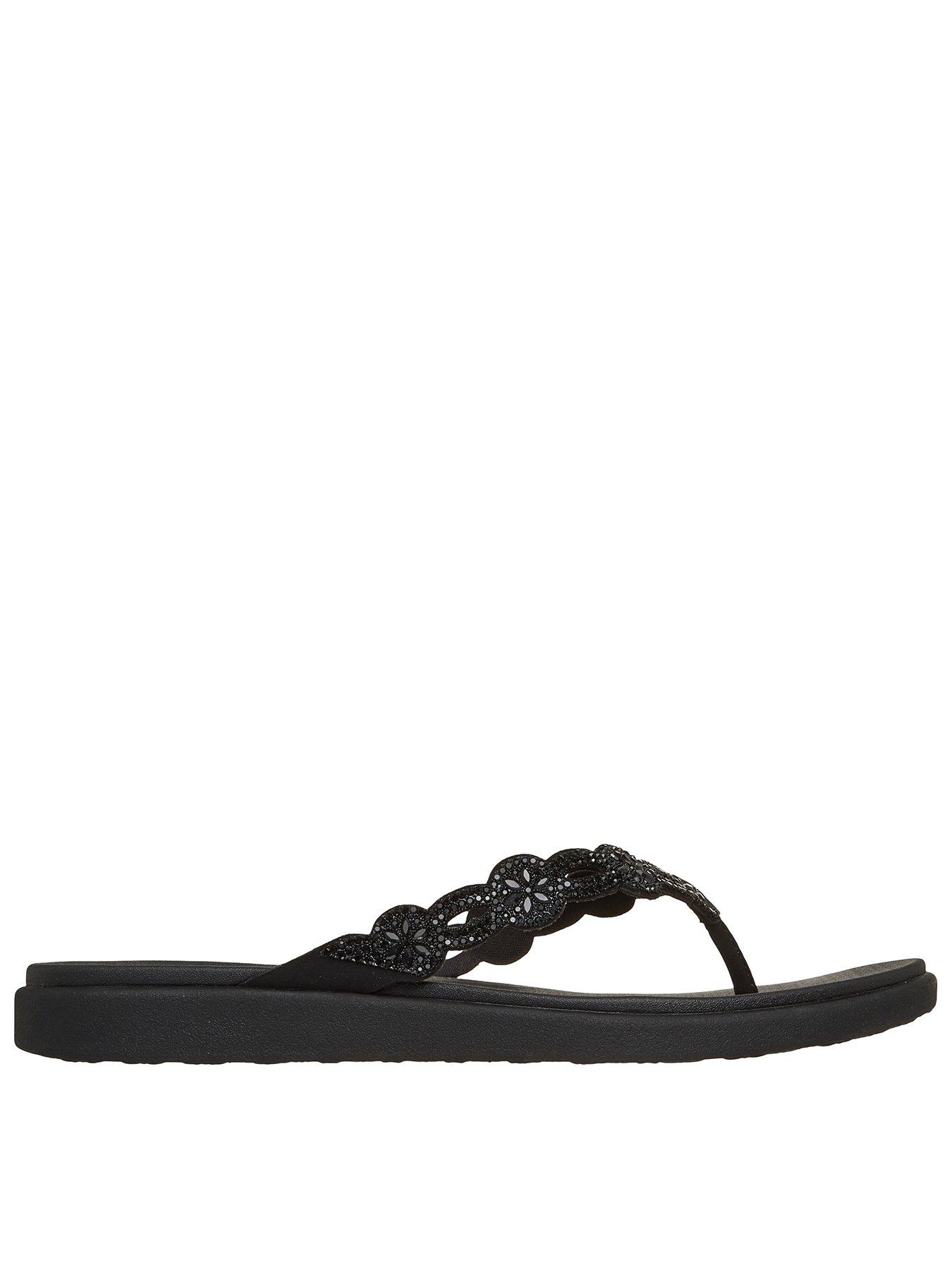Image 1 of 5 of Skechers Meditation Luxe Toe-post Sandal - Black Mitobuck