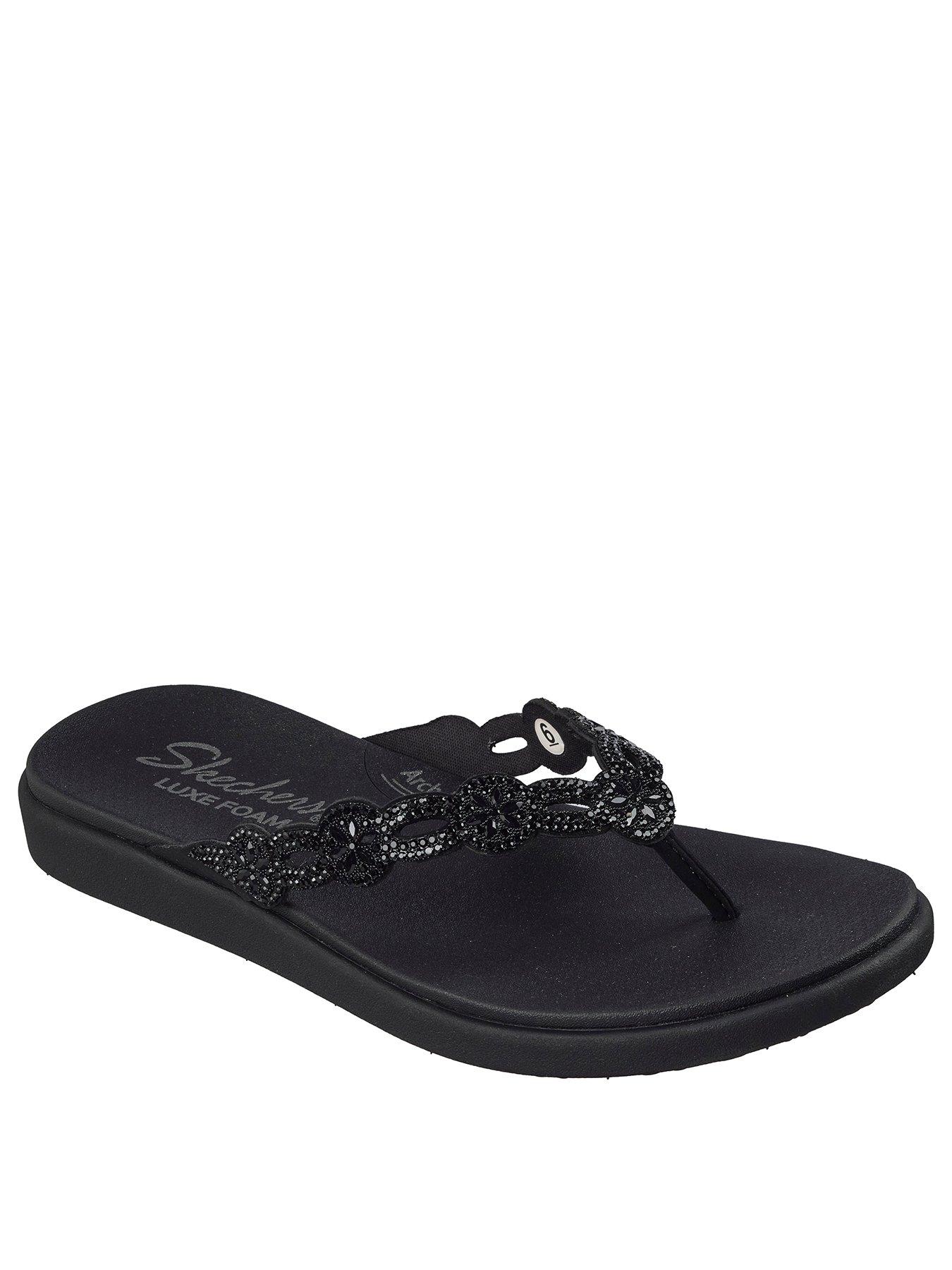 Image 2 of 5 of Skechers Meditation Luxe Toe-post Sandal - Black Mitobuck