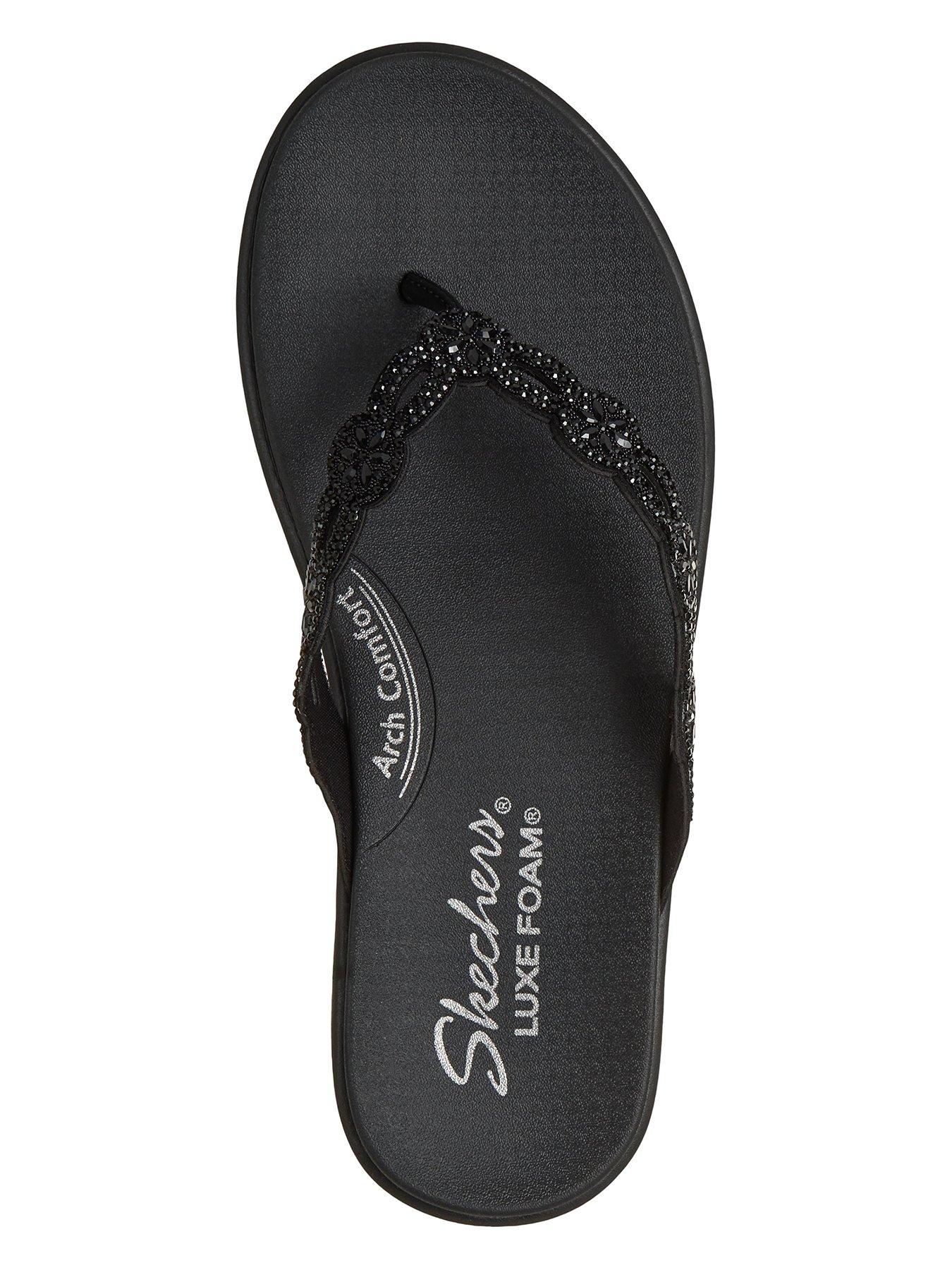 Image 3 of 5 of Skechers Meditation Luxe Toe-post Sandal - Black Mitobuck