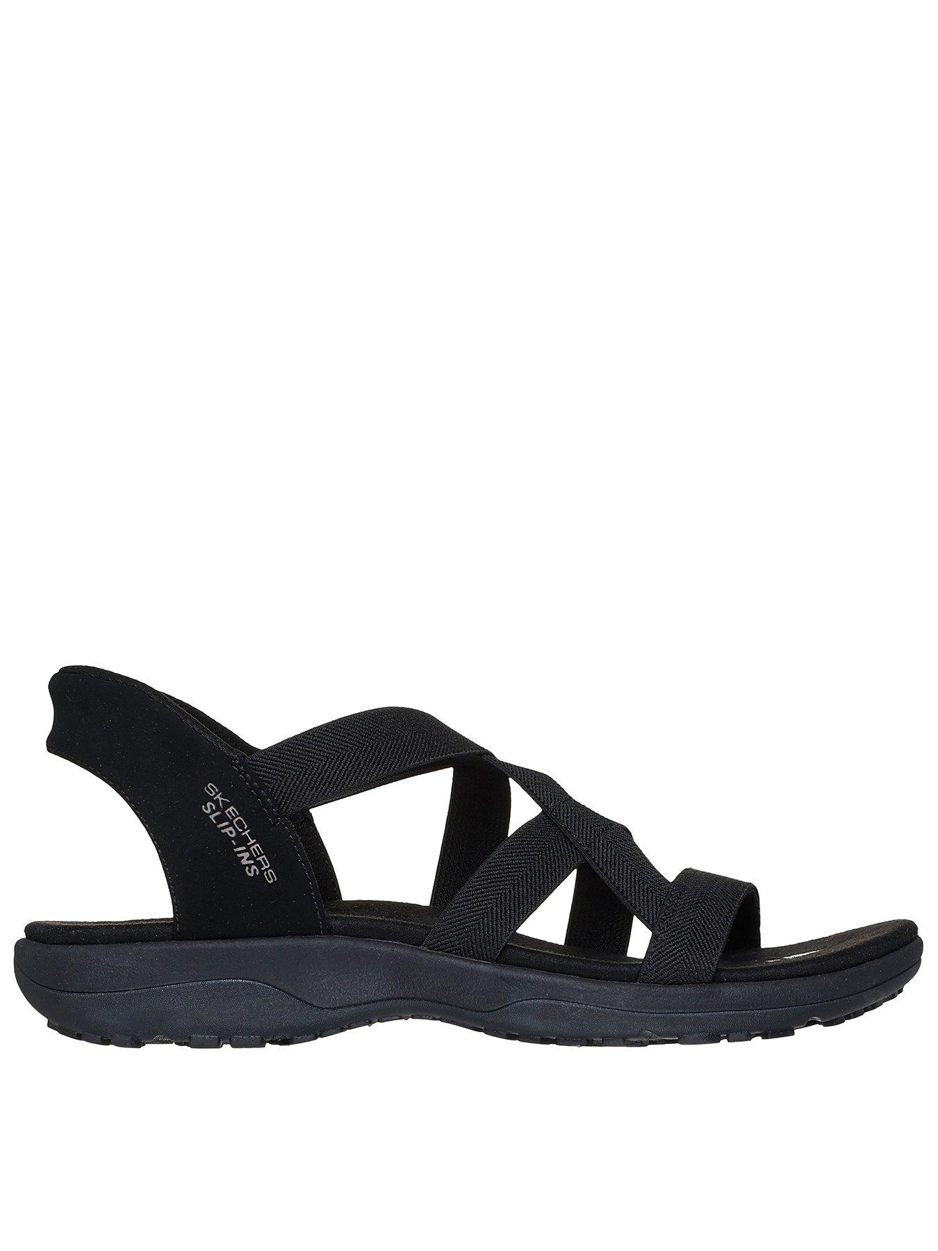 Skechers Wide Fit Reggae Slim Strech Sandal - Black