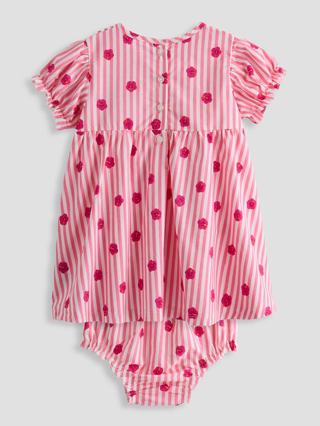 Image 2 of 6 of The Very Collection Baby Girl Floral Print Stripe Dress Set - Pink