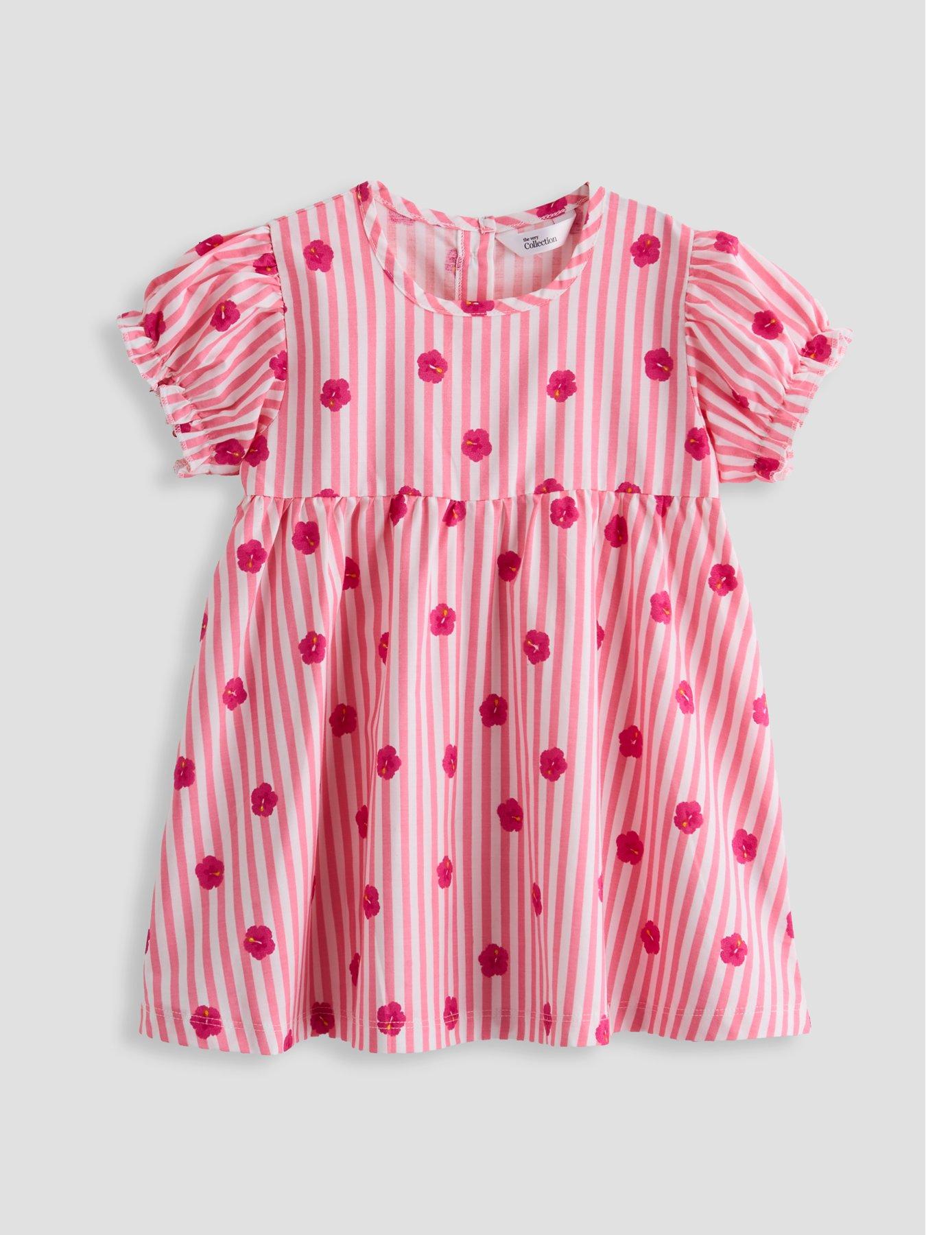 Image 6 of 6 of The Very Collection Baby Girl Floral Print Stripe Dress Set - Pink