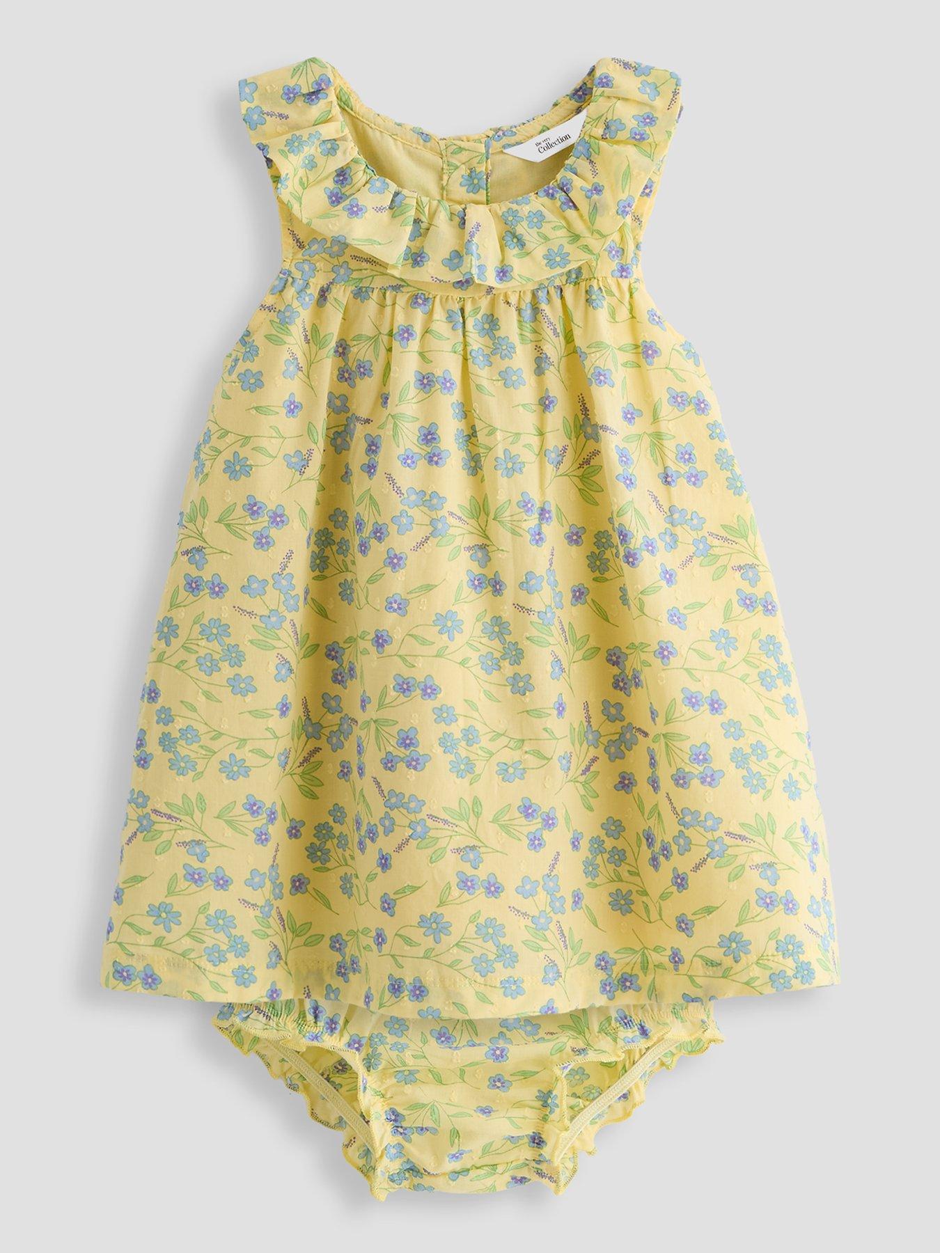 The Very Collection Baby Girl Yellow Ditsy Dobby Cotton Dress Set