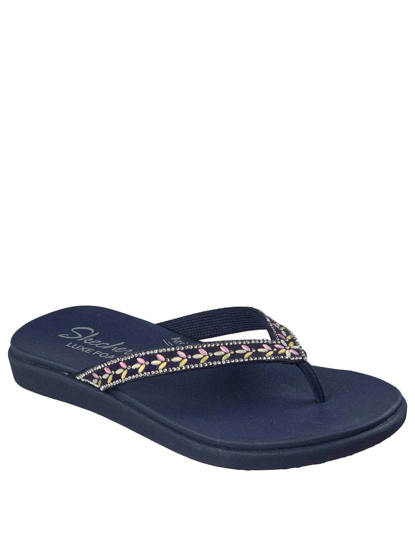 Image 2 of 5 of Skechers Meditation Luxe Toe-post Sandal - Navy Multi Knit