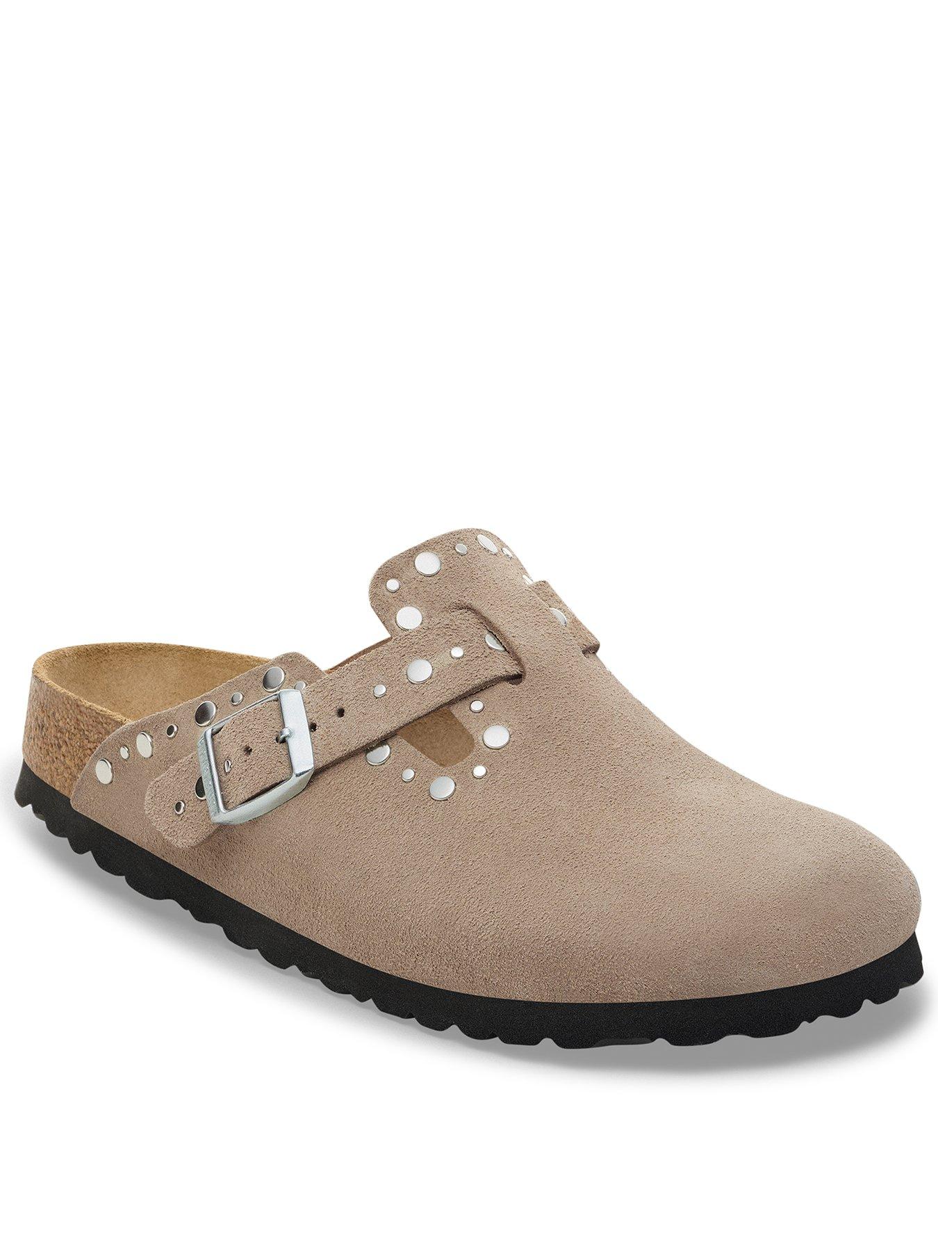 Birkenstock Boston Suede Rivet Shoe - Taupe