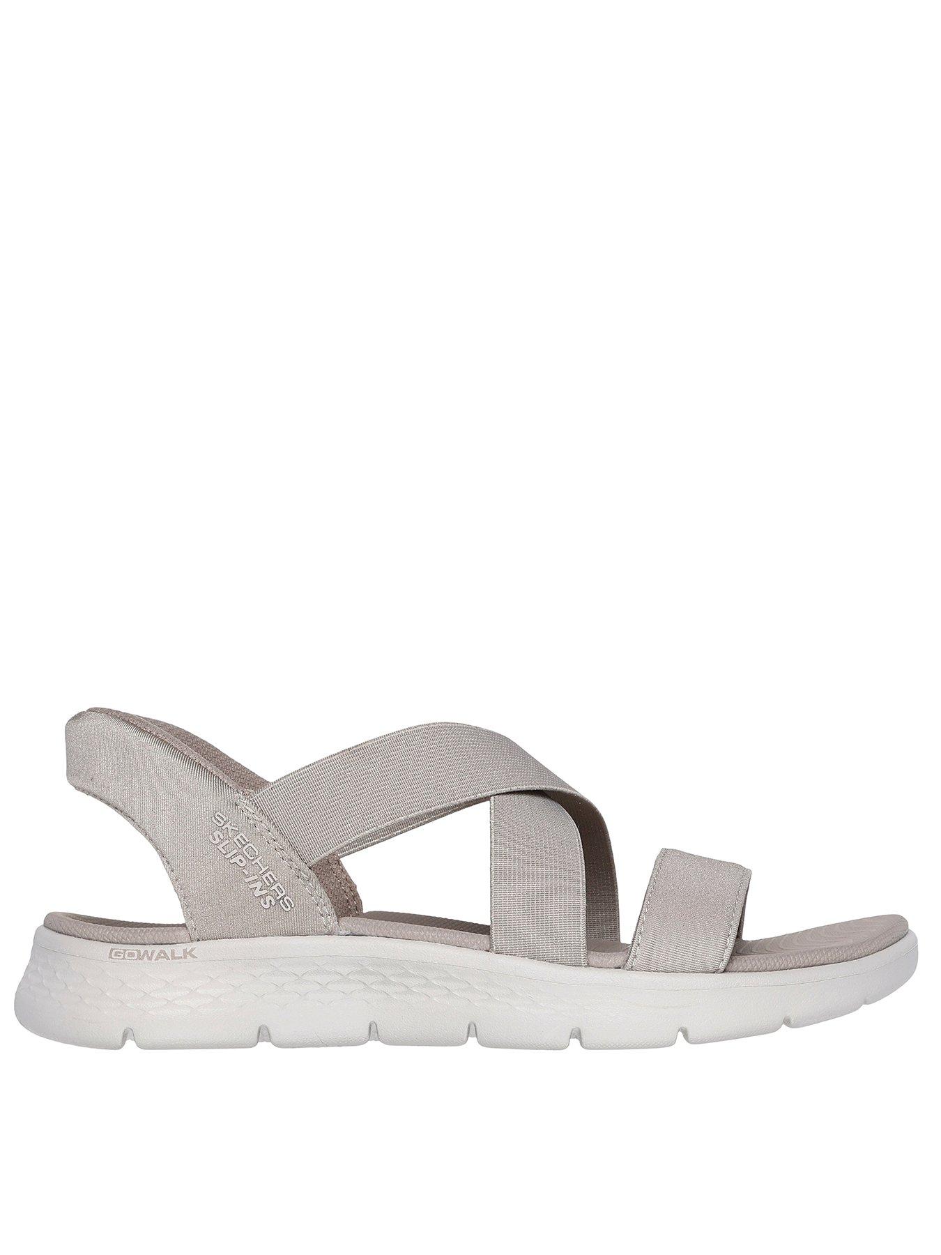 Skechers Go Walk Flex Glimmer Up Slip-Ins Sandal - Taupe Textile in Grey