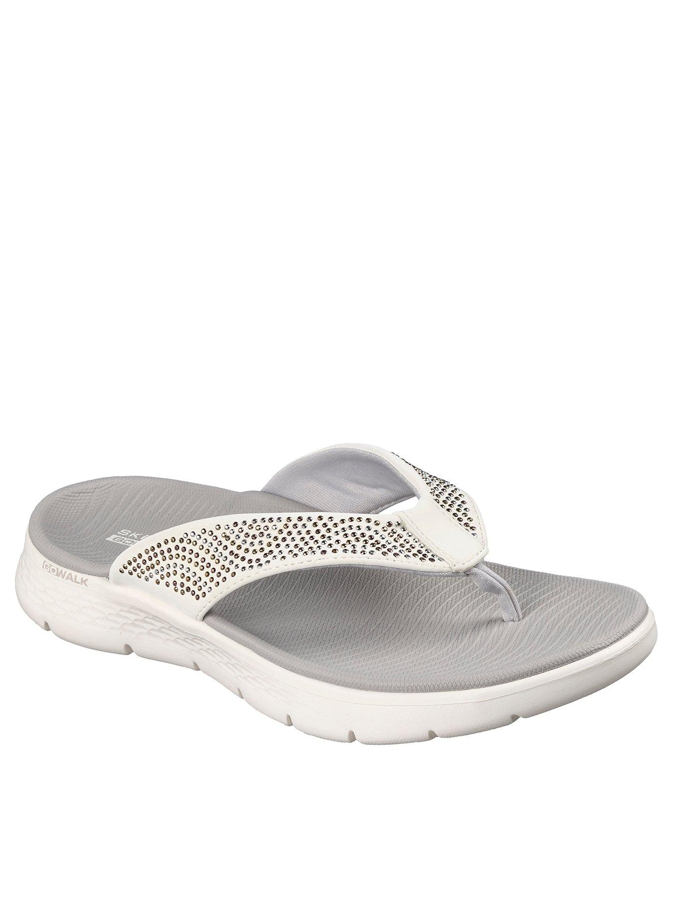 Image 2 of 5 of Skechers Go Walk Flex Sandal Toe-post Sandal - White Synthetic