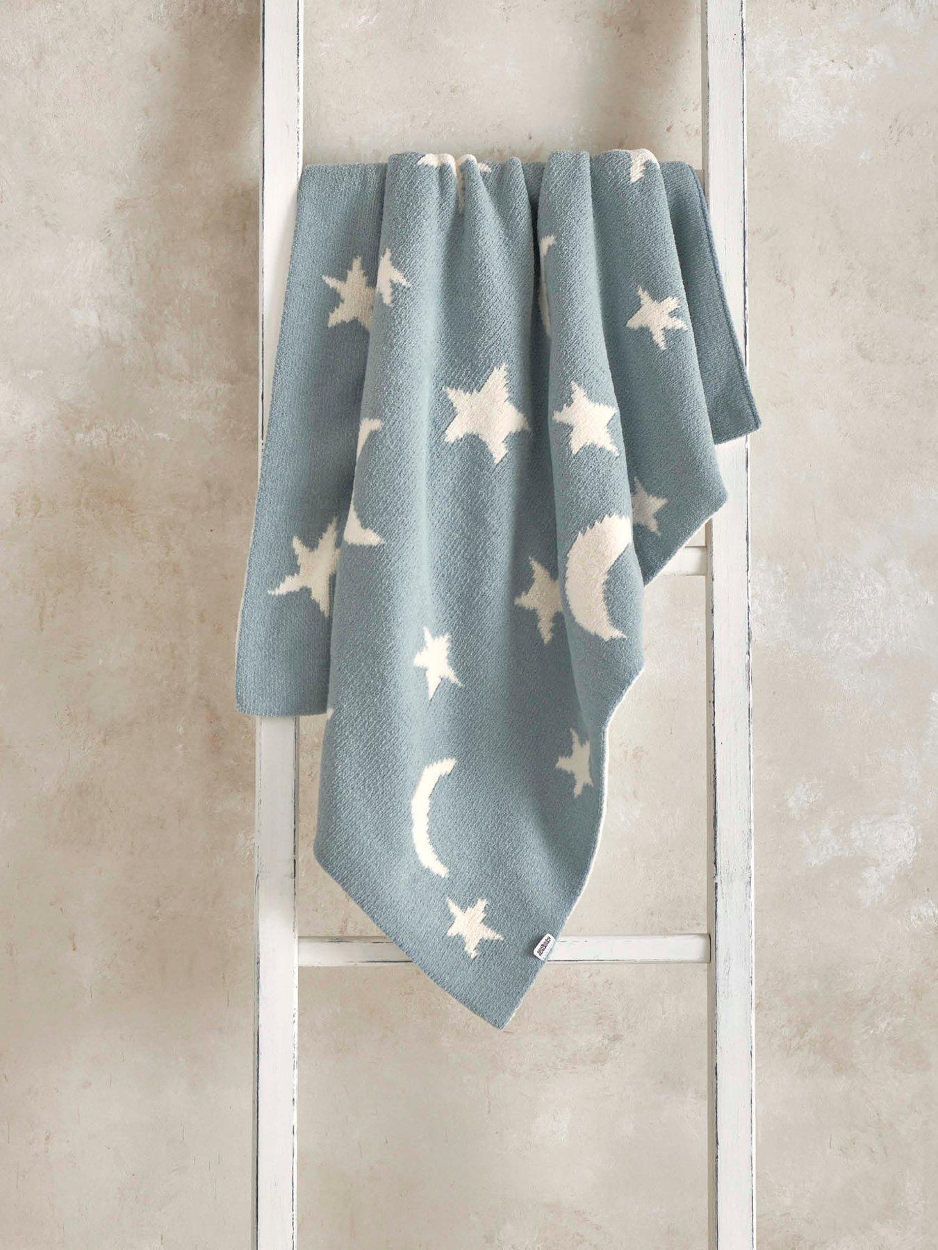 Mamas & Papas Chenille Blanket - Blue Moon/Star in One Colour