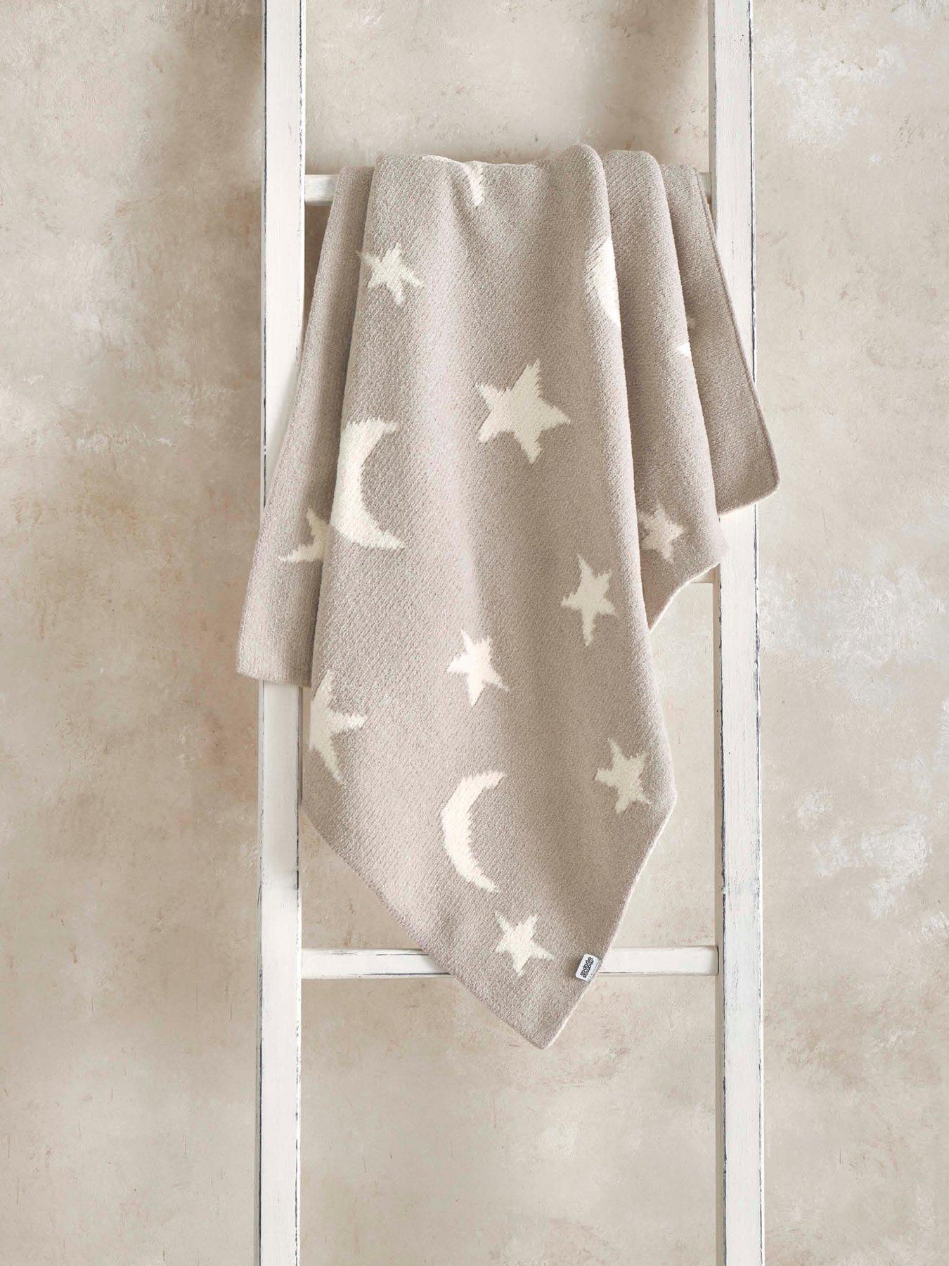 Image 1 of 4 of Mamas & Papas Chenille Blanket - Neutral Moon/Star