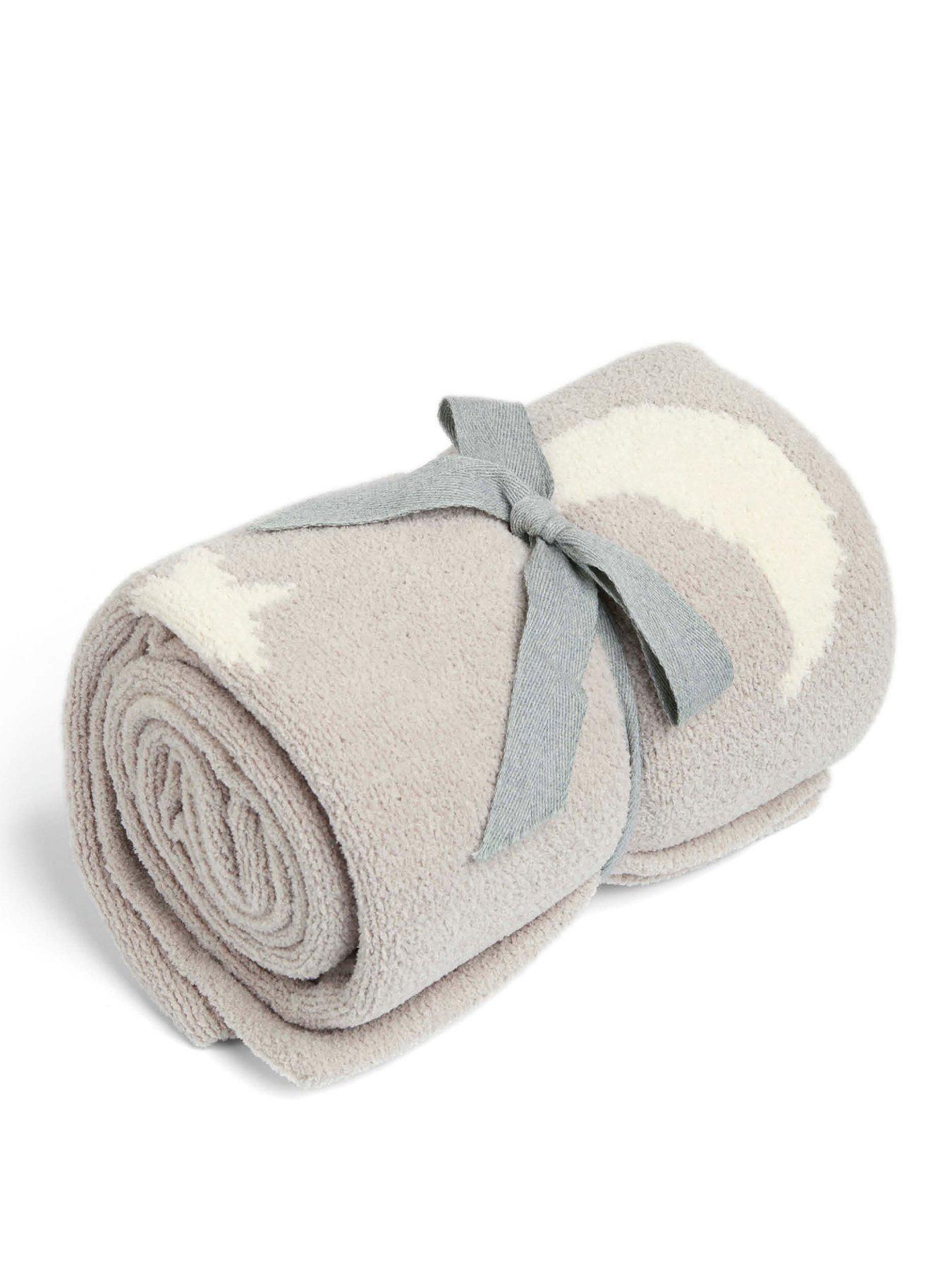 Image 2 of 4 of Mamas & Papas Chenille Blanket - Neutral Moon/Star