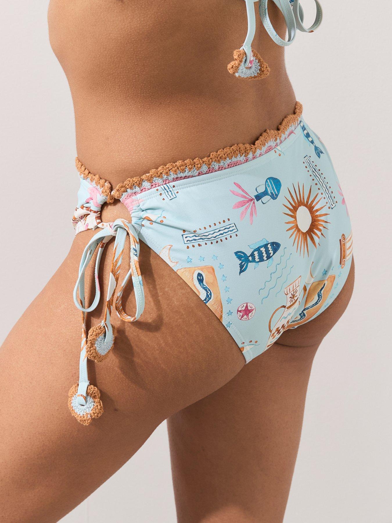 Image 2 of 7 of The Very Collection Crochet Trim Tie Side Briefs - Multi
