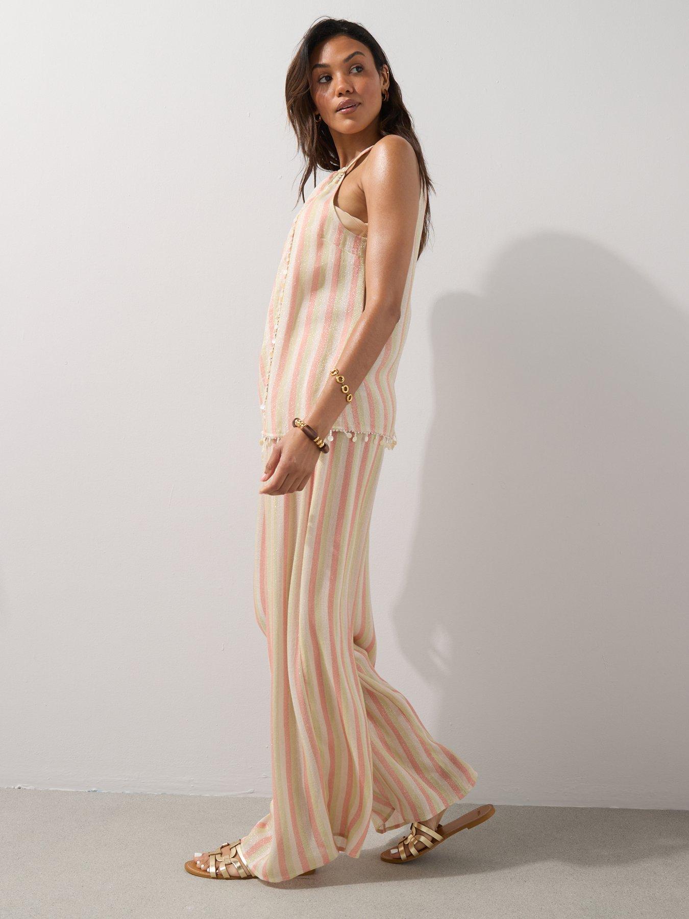 Image 3 of 7 of The Very Collection Stripe Beach Trousers Co Ord - Multi