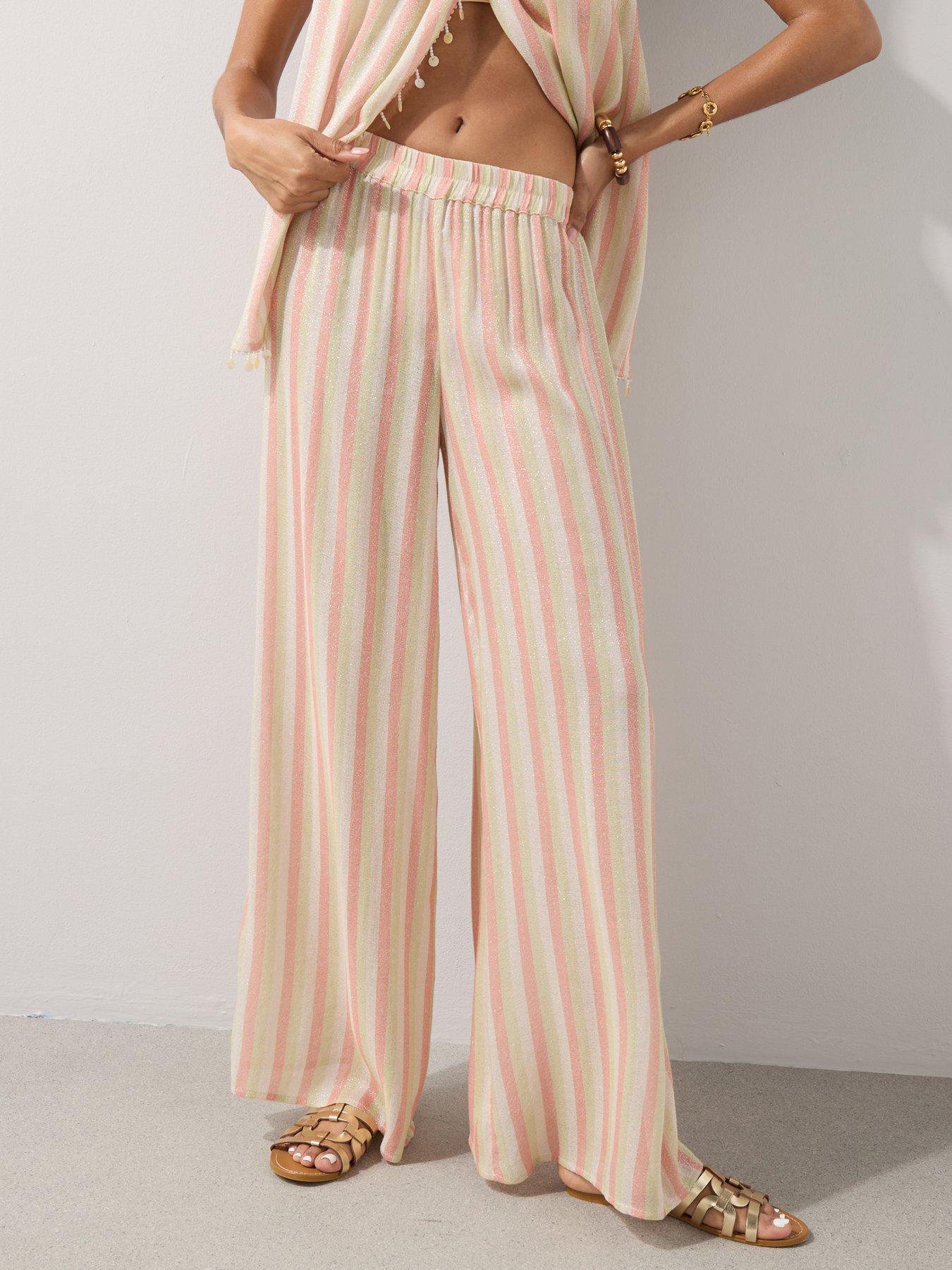 Image 4 of 7 of The Very Collection Stripe Beach Trousers Co Ord - Multi