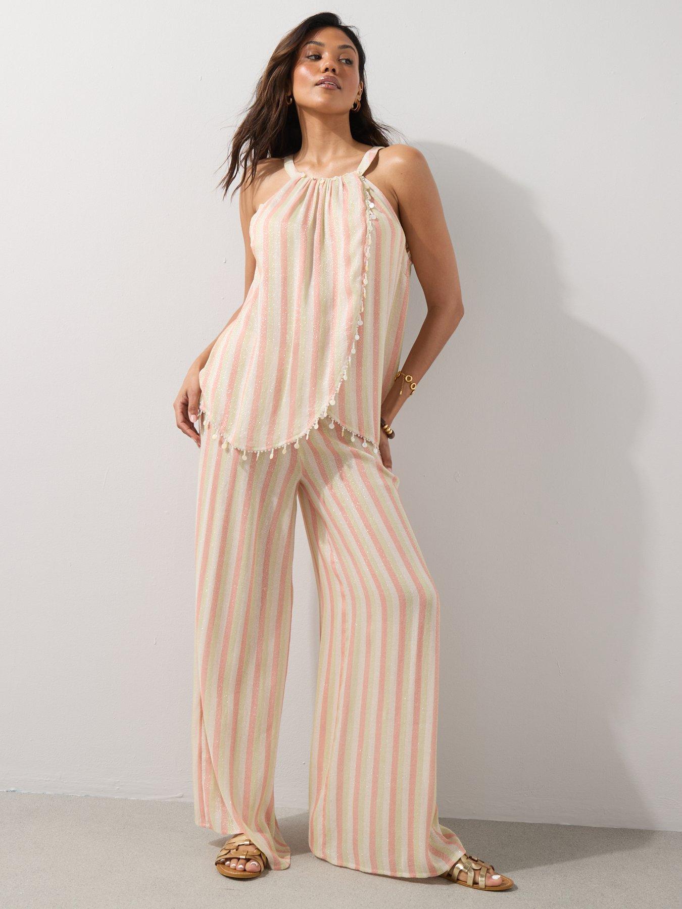 Image 6 of 7 of The Very Collection Stripe Beach Trousers Co Ord - Multi
