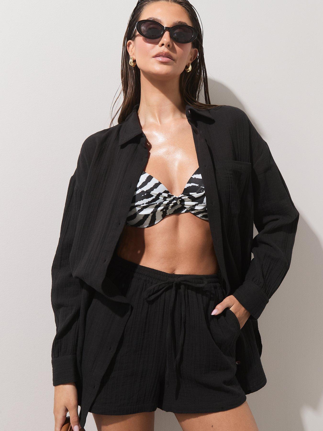 Image 1 of 6 of The Very Collection Longer Length Beach Shirt - Black