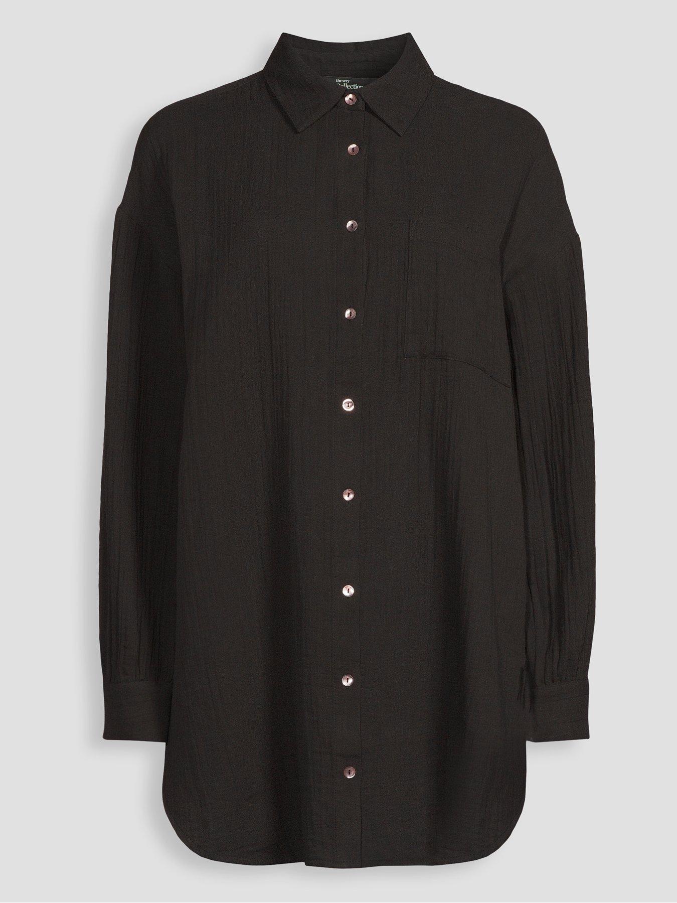 Image 6 of 6 of The Very Collection Longer Length Beach Shirt - Black