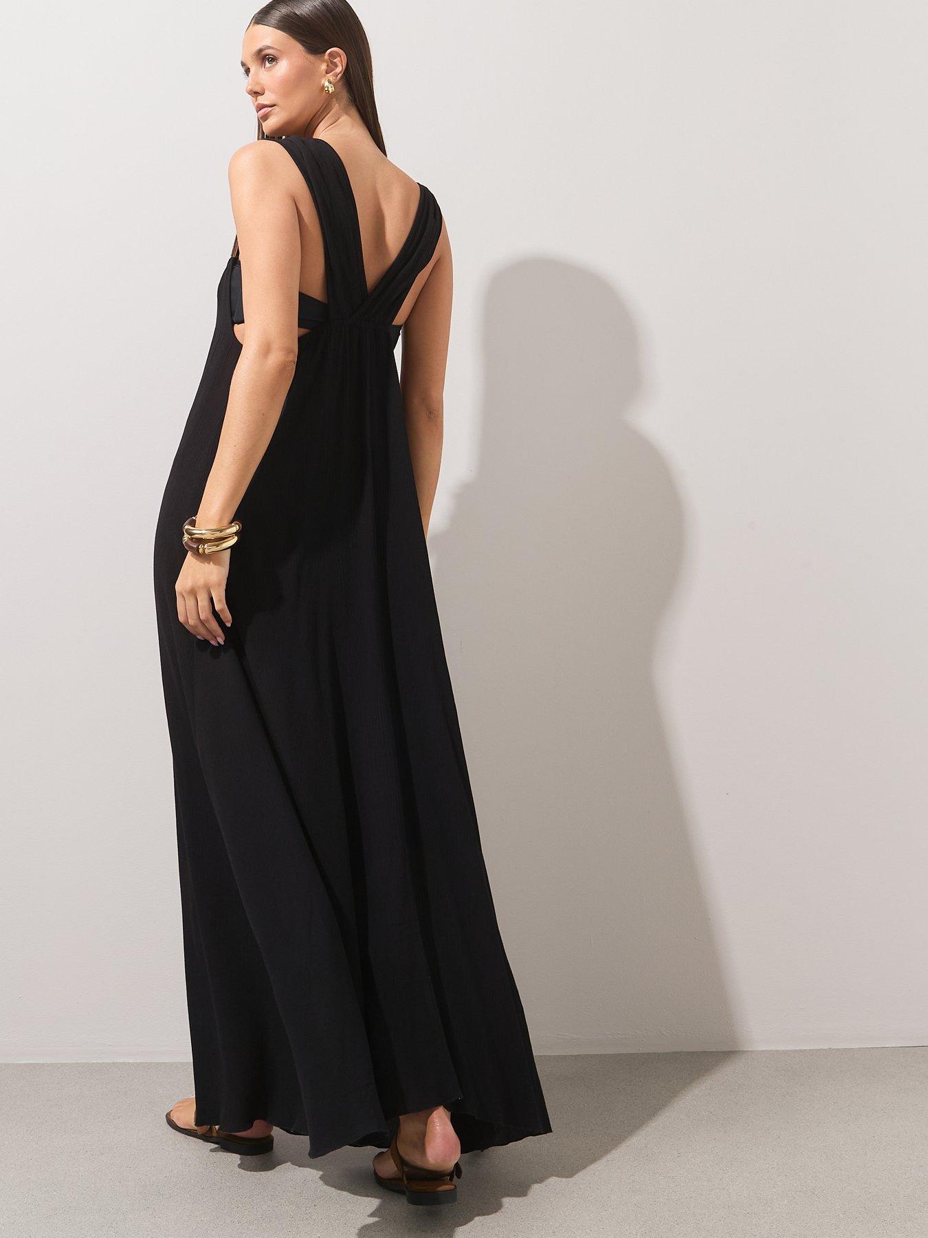 Image 2 of 6 of The Very Collection Gold Trim Maxi Dress - Black