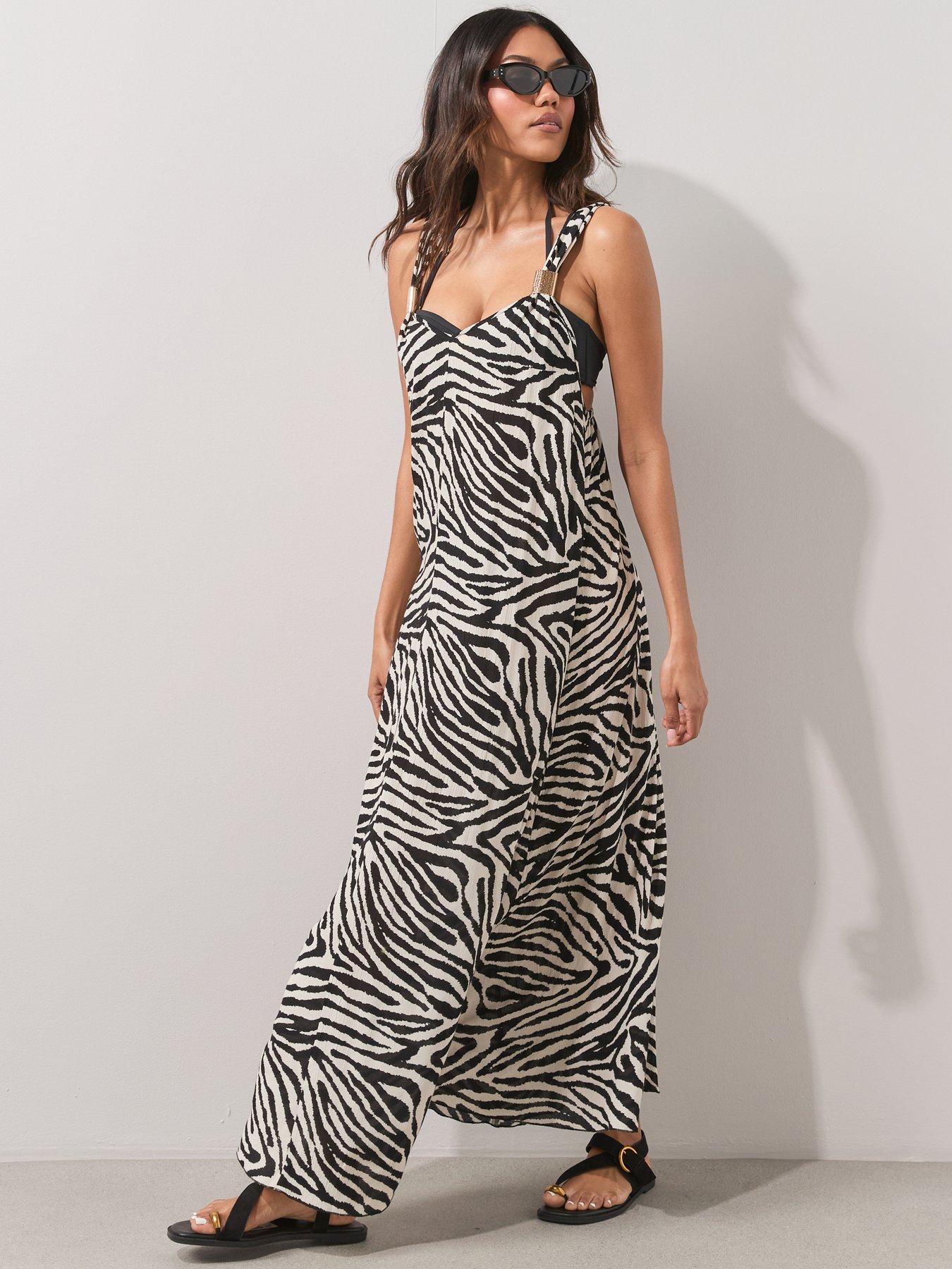 The Very Collection Gold Trim Zebra Maxi Beach Dress