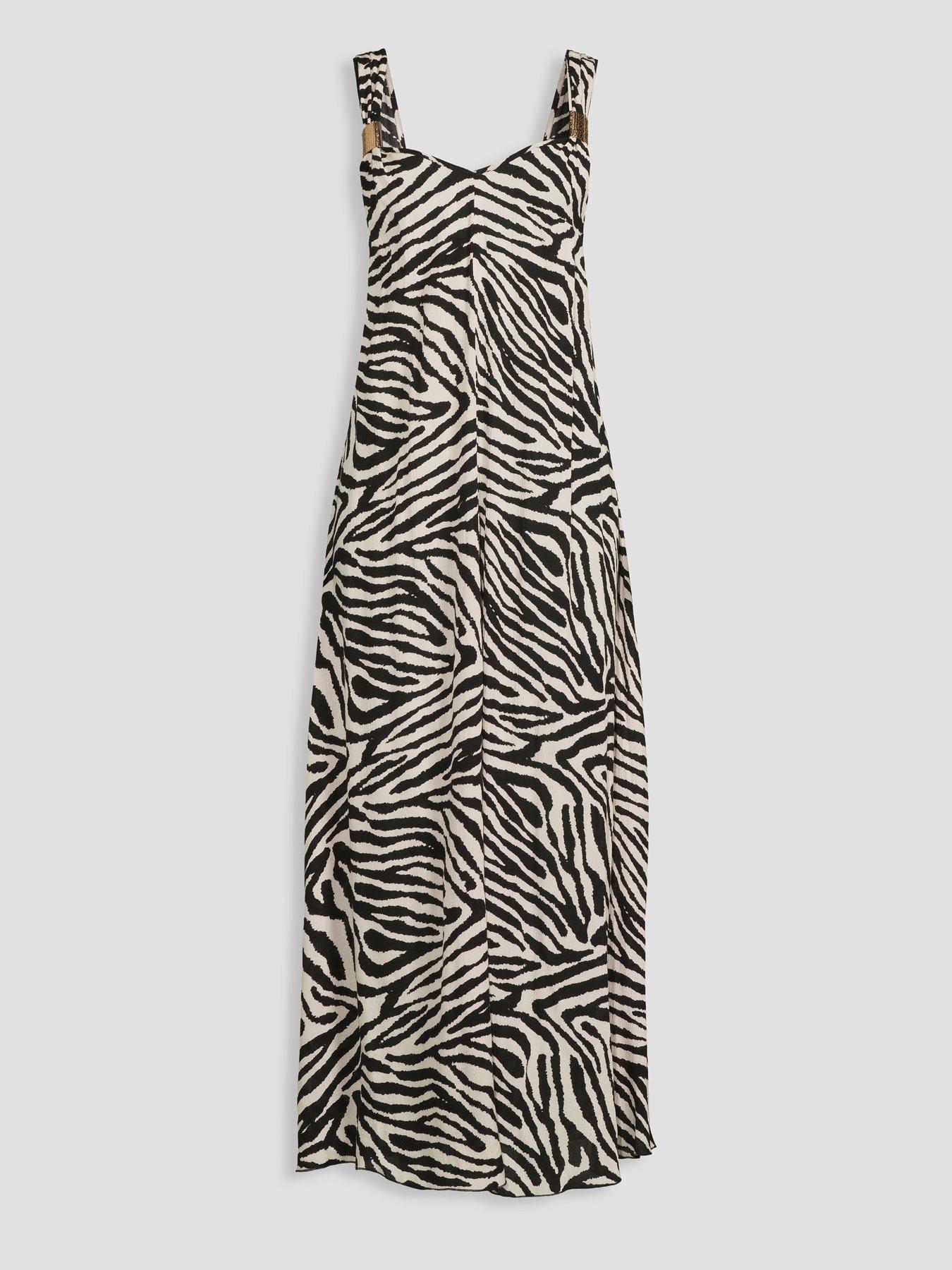 Image 7 of 7 of The Very Collection Gold Trim Zebra Maxi Beach Dress
