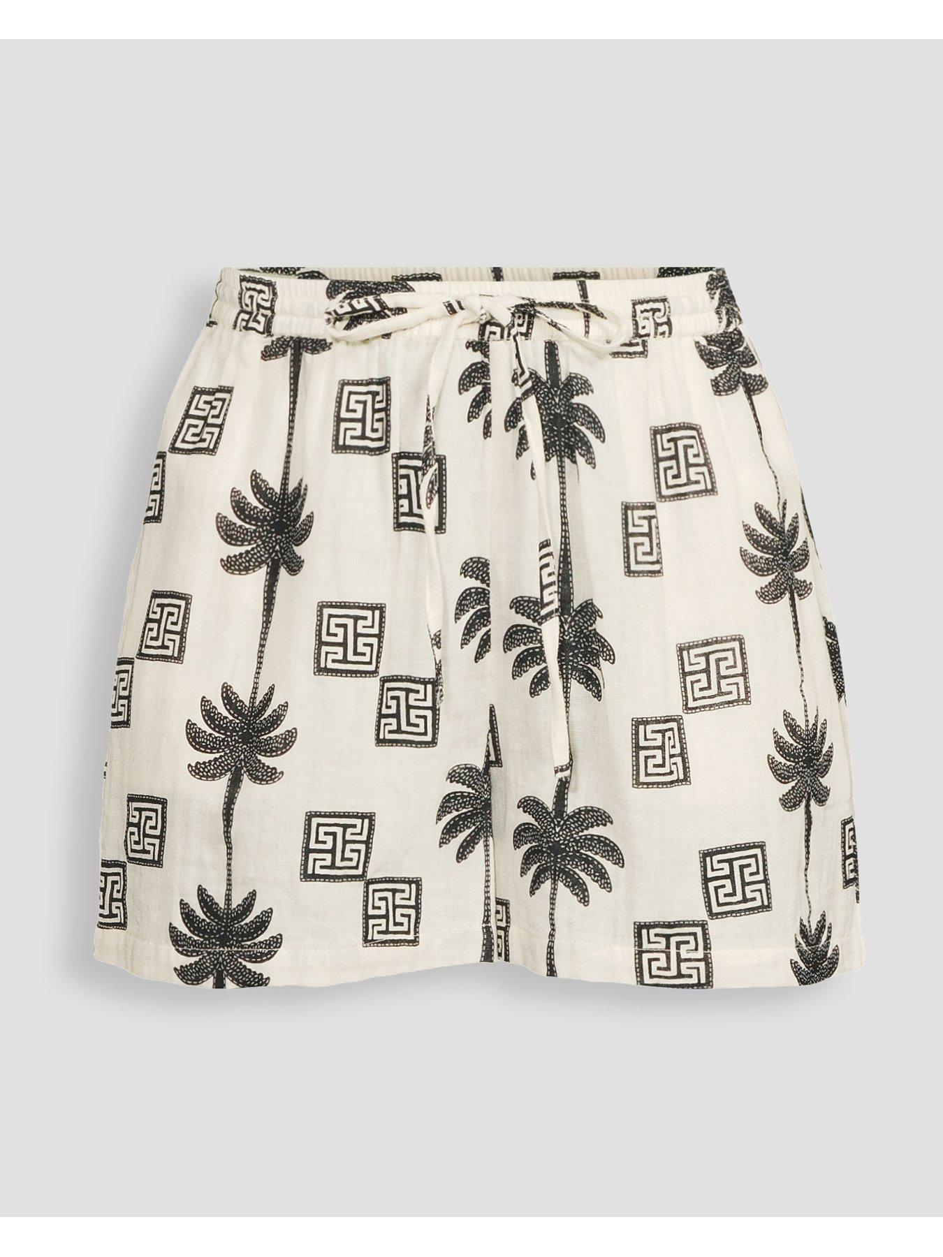 Image 7 of 7 of The Very Collection Palm Printed Beach Shorts Co Ord - Multi