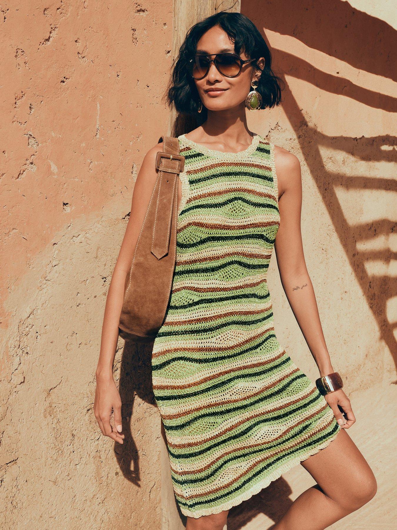 the-very-collection-lurex-knitted-beach-dress-green