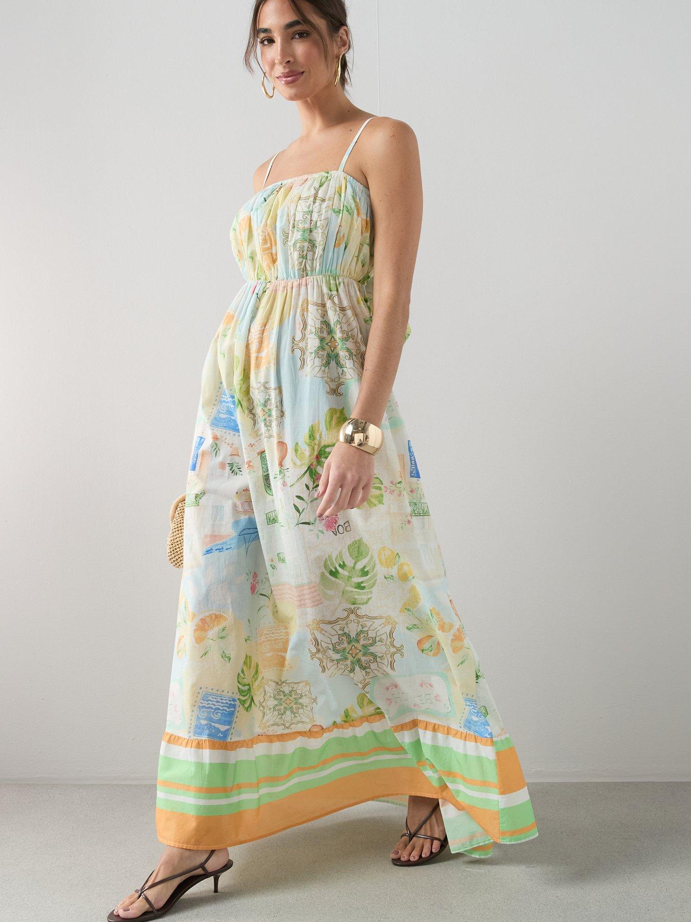 Image 3 of 6 of The Very Collection Postcard Print Maxi Beach Dress