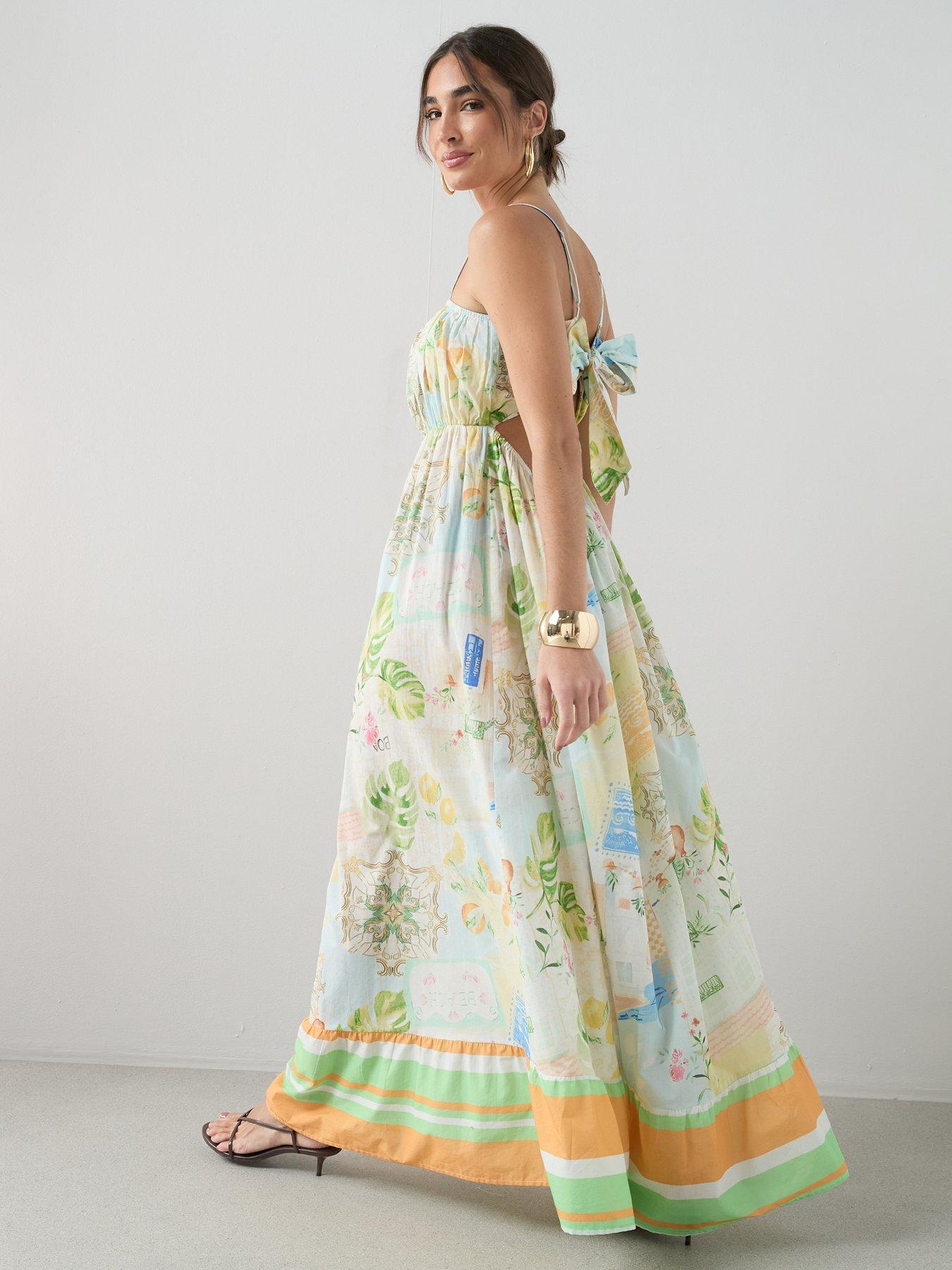 Image 6 of 6 of The Very Collection Postcard Print Maxi Beach Dress