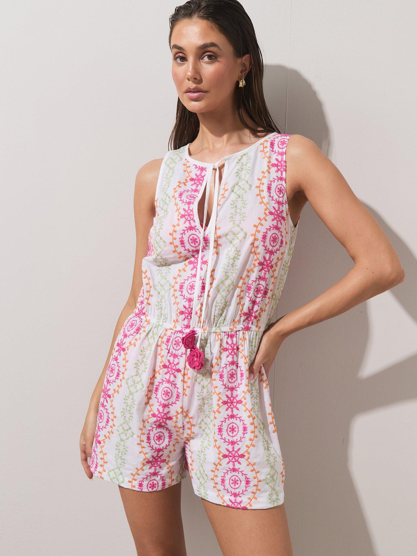Image 1 of 7 of The Very Collection Embroided Playsuit - Multi