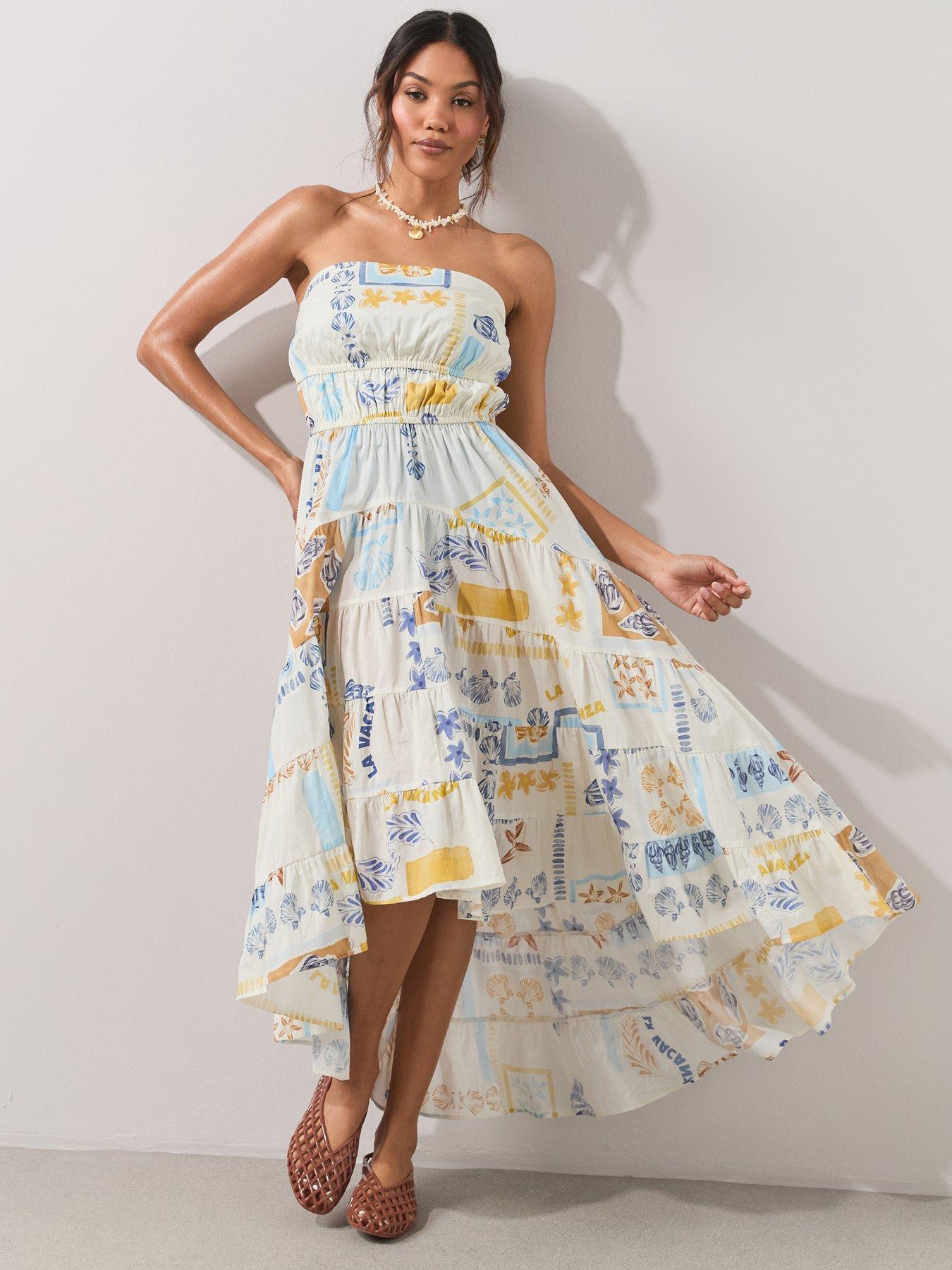 sachin and babi light blue dress Vacation White Ruffle Maxi Dress For Women Short Puff Sleeve Drawstring  Tassel Pleated Beach Long Dress Lady Holiday Party Robe 250604 From Zara05,  $34.23