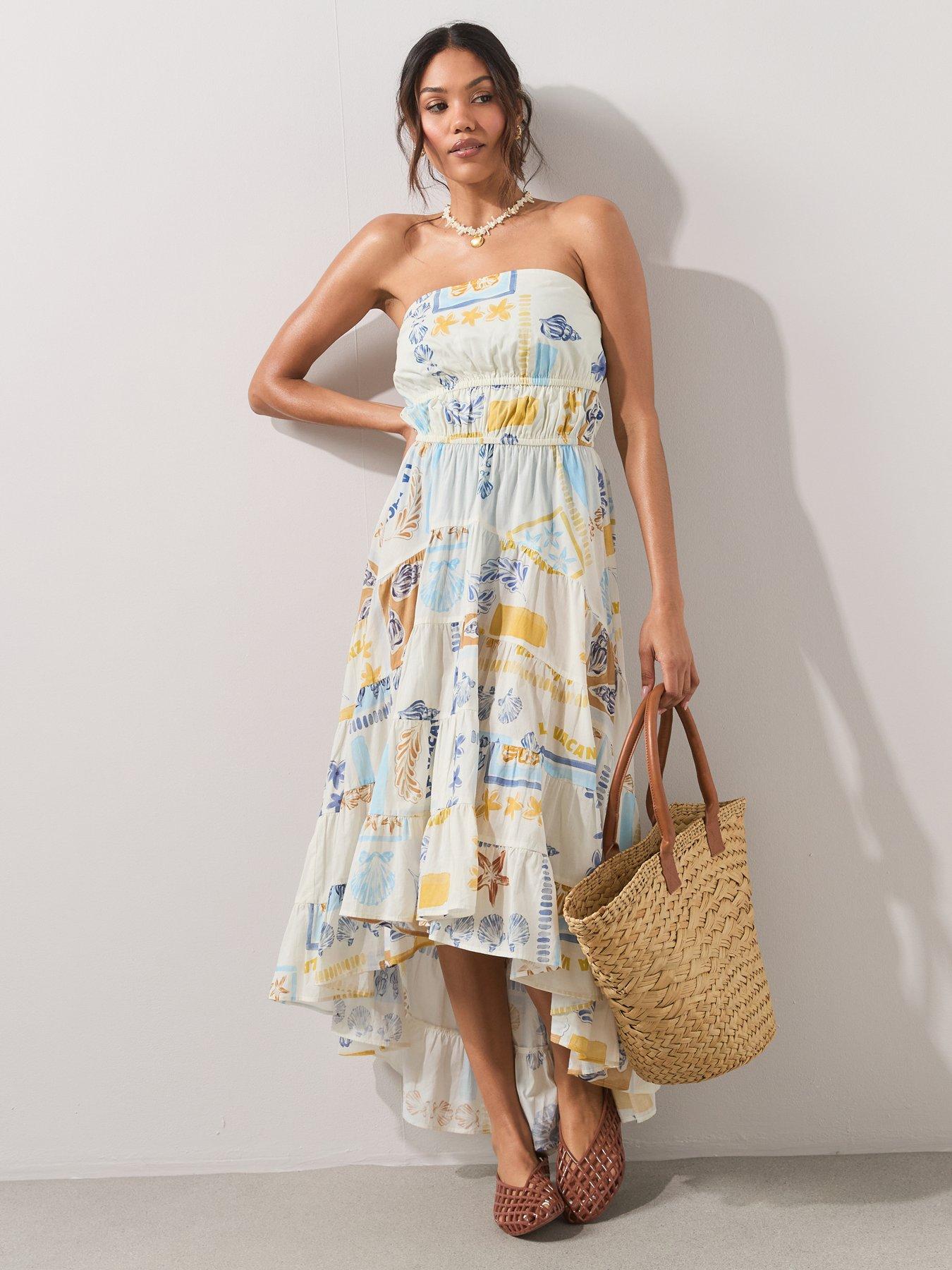 Image 5 of 7 of The Very Collection Conversational Shell Print Beach Dress - Cream