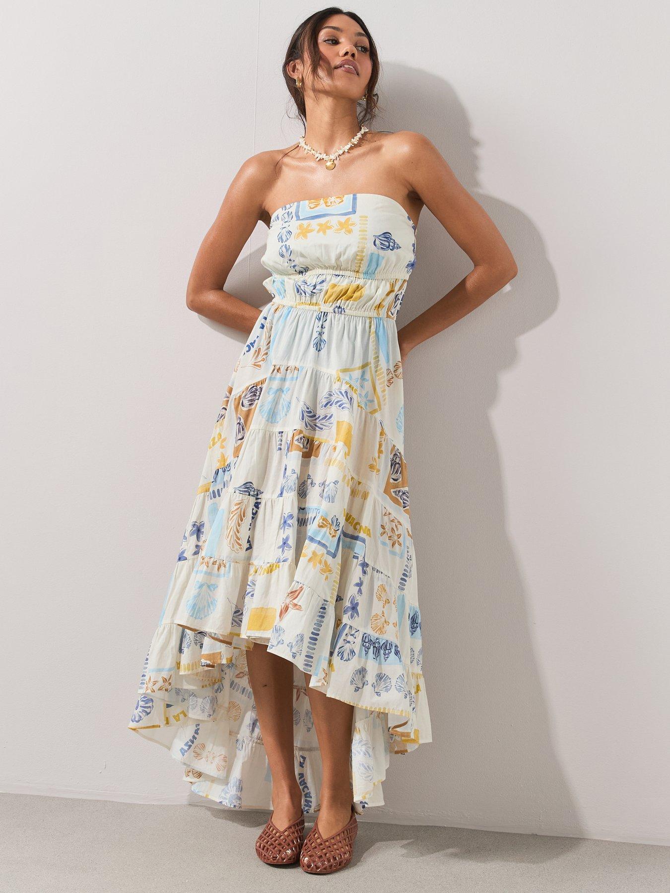 Image 6 of 7 of The Very Collection Conversational Shell Print Beach Dress - Cream