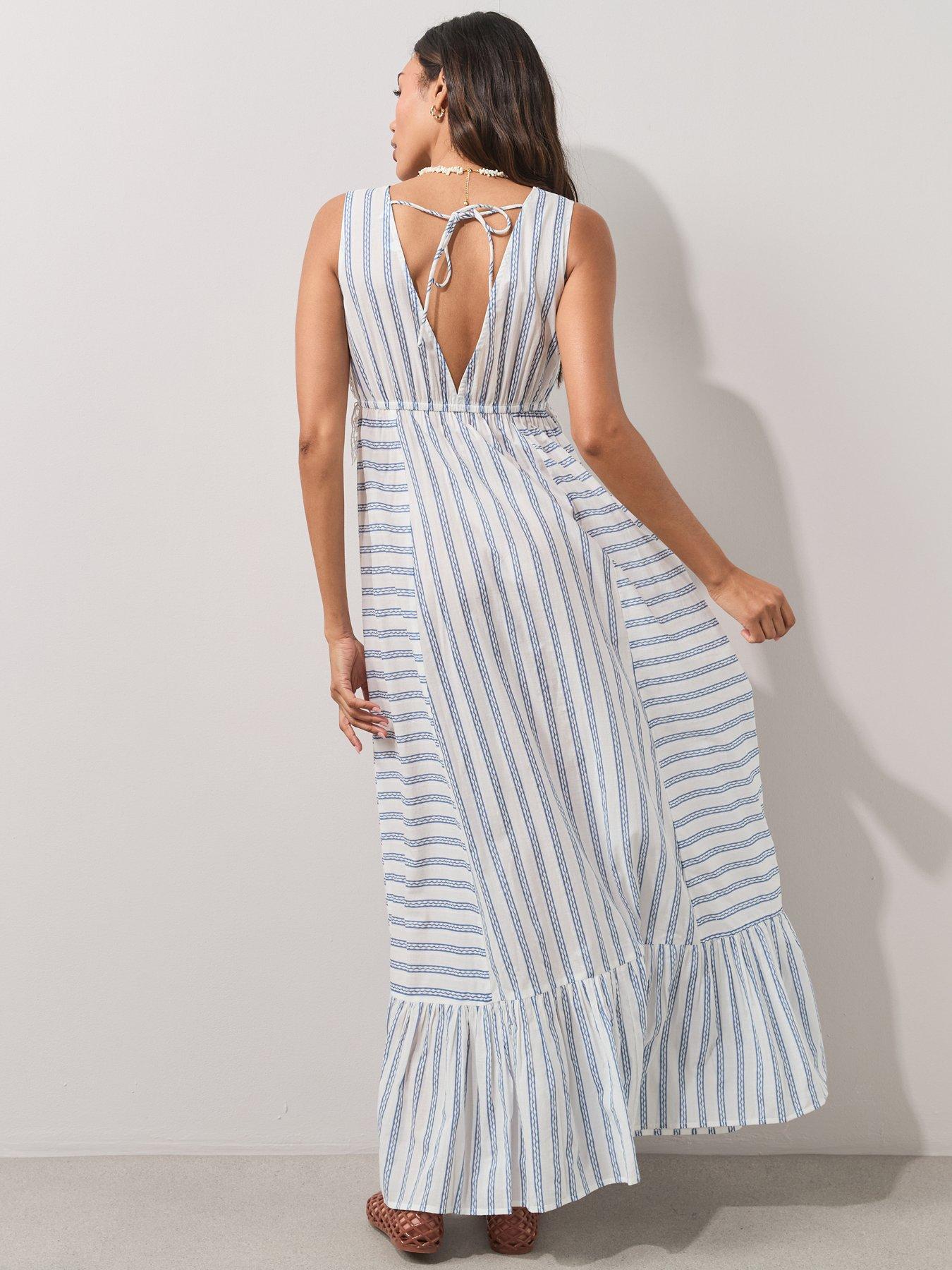 Image 2 of 7 of The Very Collection Crochet Panel Maxi Dress - Blue
