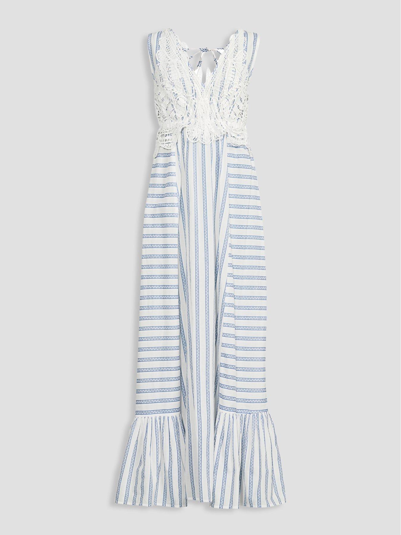 Image 7 of 7 of The Very Collection Crochet Panel Maxi Dress - Blue