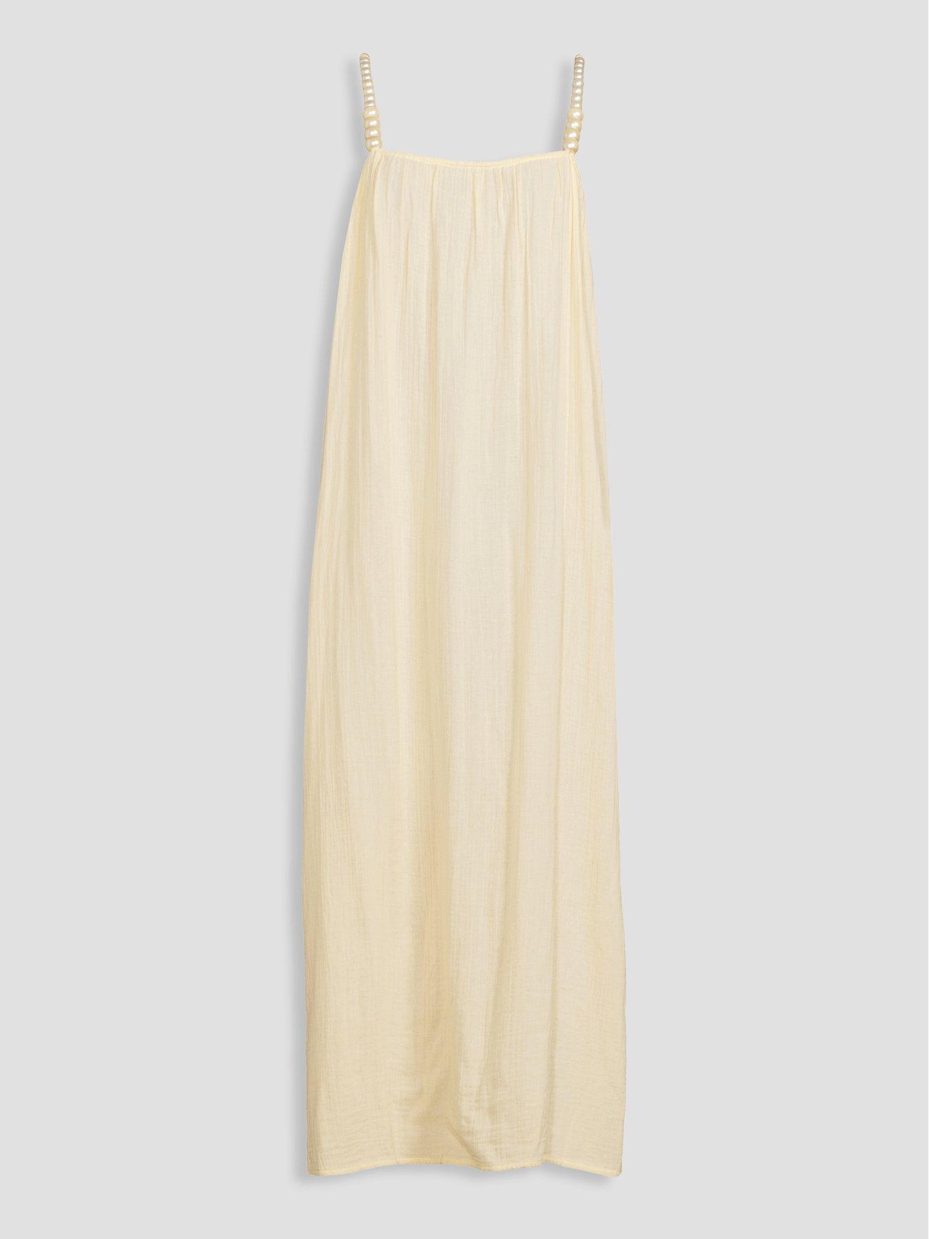 Image 7 of 7 of The Very Collection Pearl Strap Maxi Beach Dress - Yellow