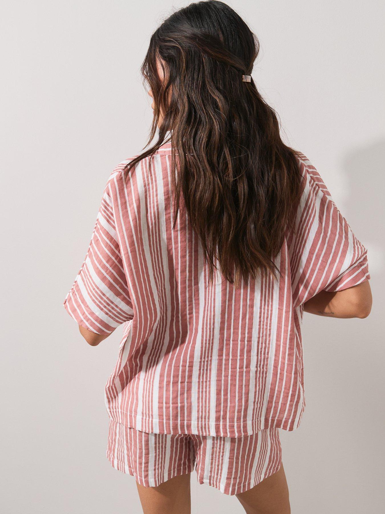 Image 2 of 7 of The Very Collection Striped Beach Shirt Co Ord - Multi