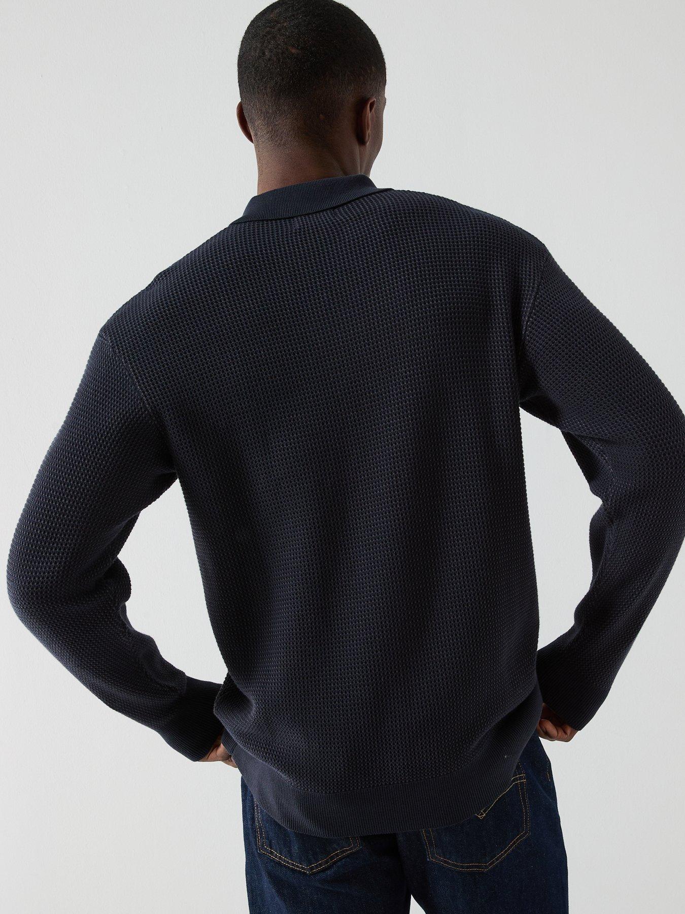 Image 2 of 4 of Farah Gateacre Long Sleeve Knitted Polo - Navy