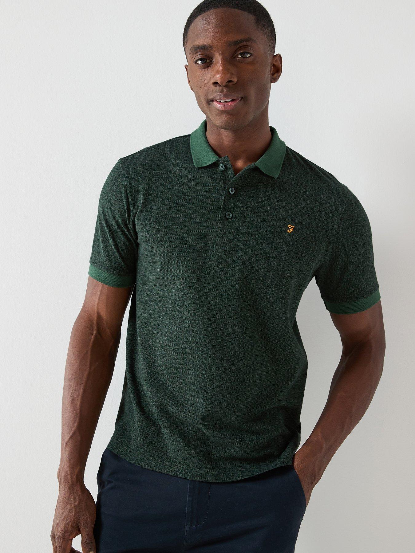 farah-sefton-textured-polo-shirt-greenfront