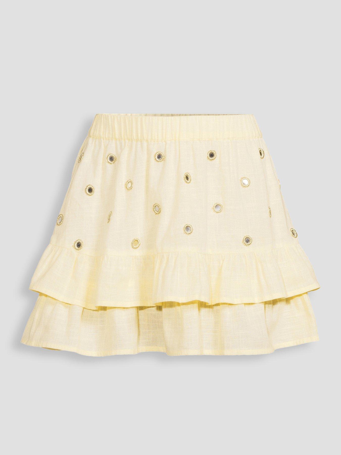 Image 7 of 7 of The Very Collection Mirror Embellished Co Ord Skirt - Yellow