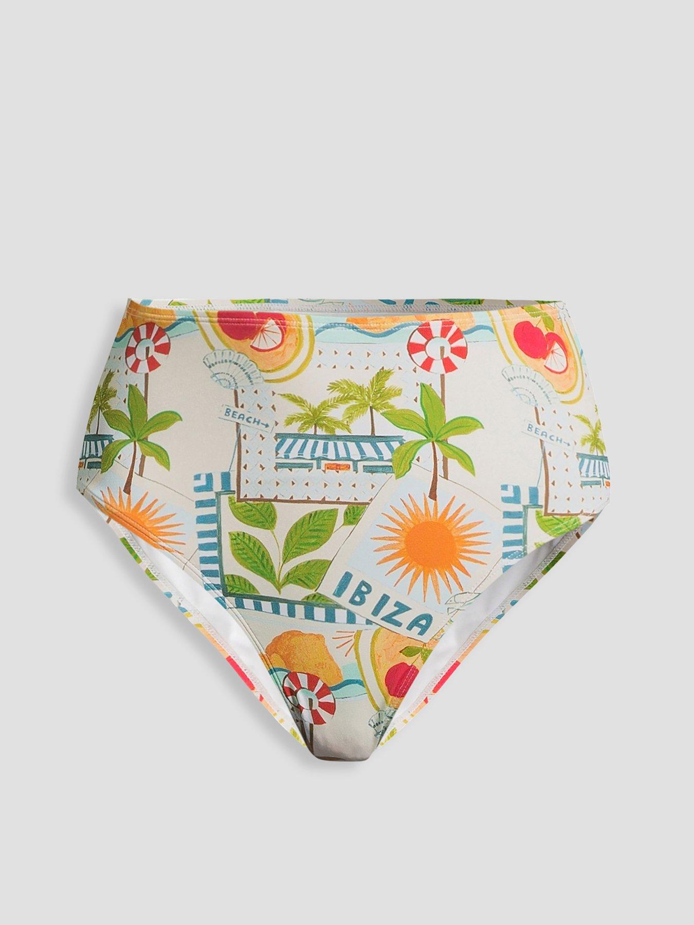 Image 7 of 7 of The Very Collection Ibiza Postcard Print Bikini Briefs - Multi