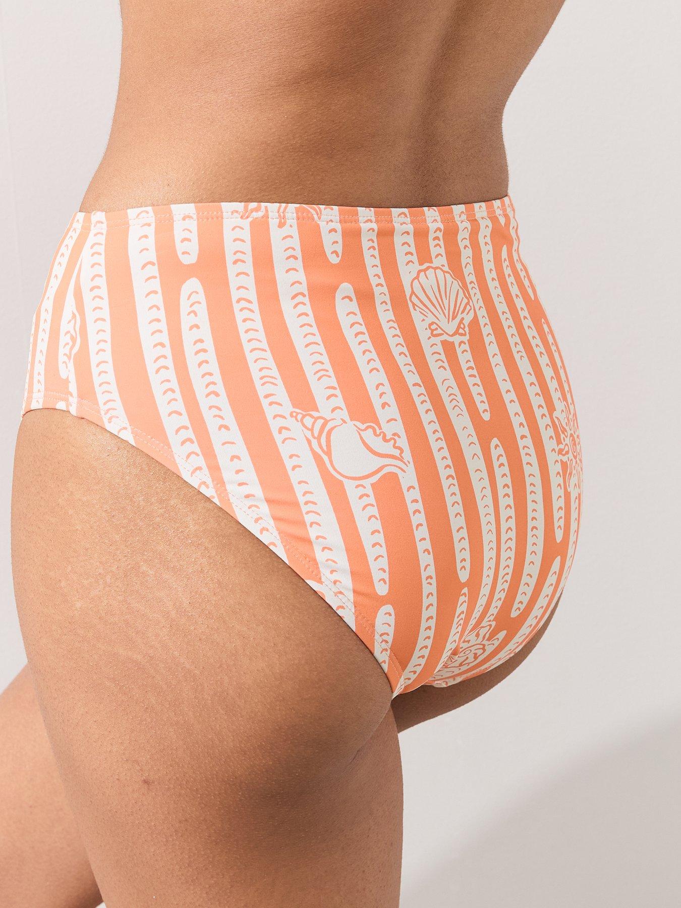Image 2 of 7 of The Very Collection Stripe Shell Print High Waisted Briefs - Orange