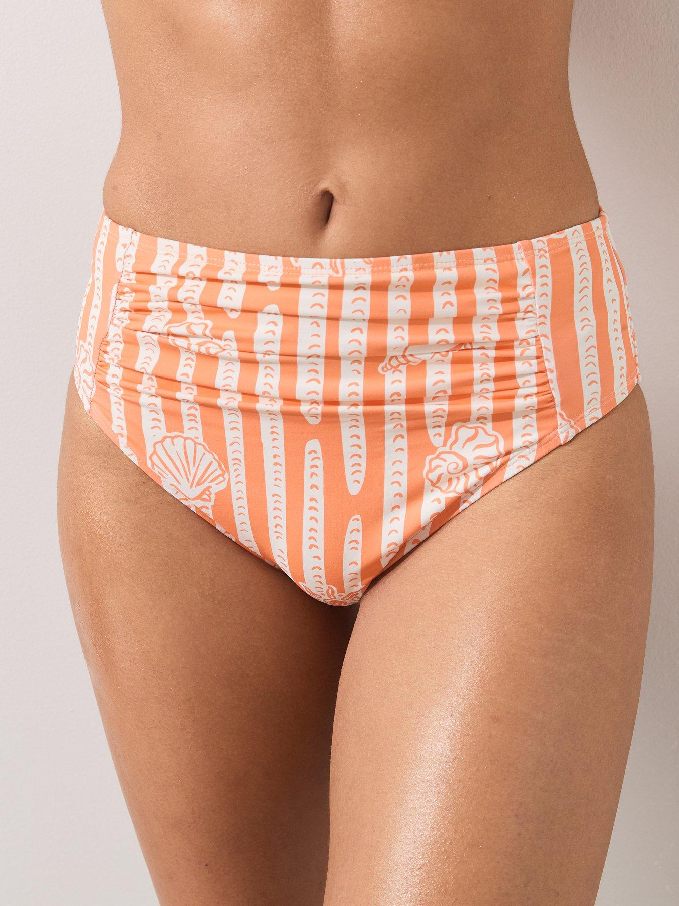 Image 4 of 7 of The Very Collection Stripe Shell Print High Waisted Briefs - Orange