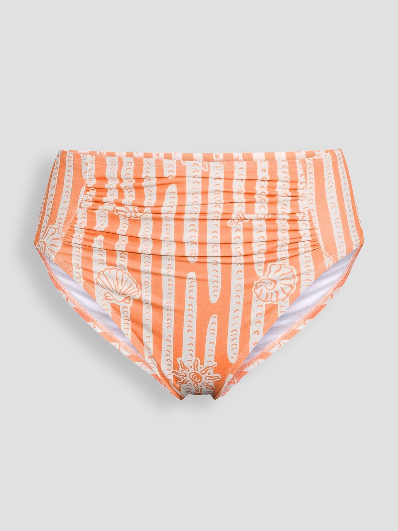 Image 7 of 7 of The Very Collection Stripe Shell Print High Waisted Briefs - Orange