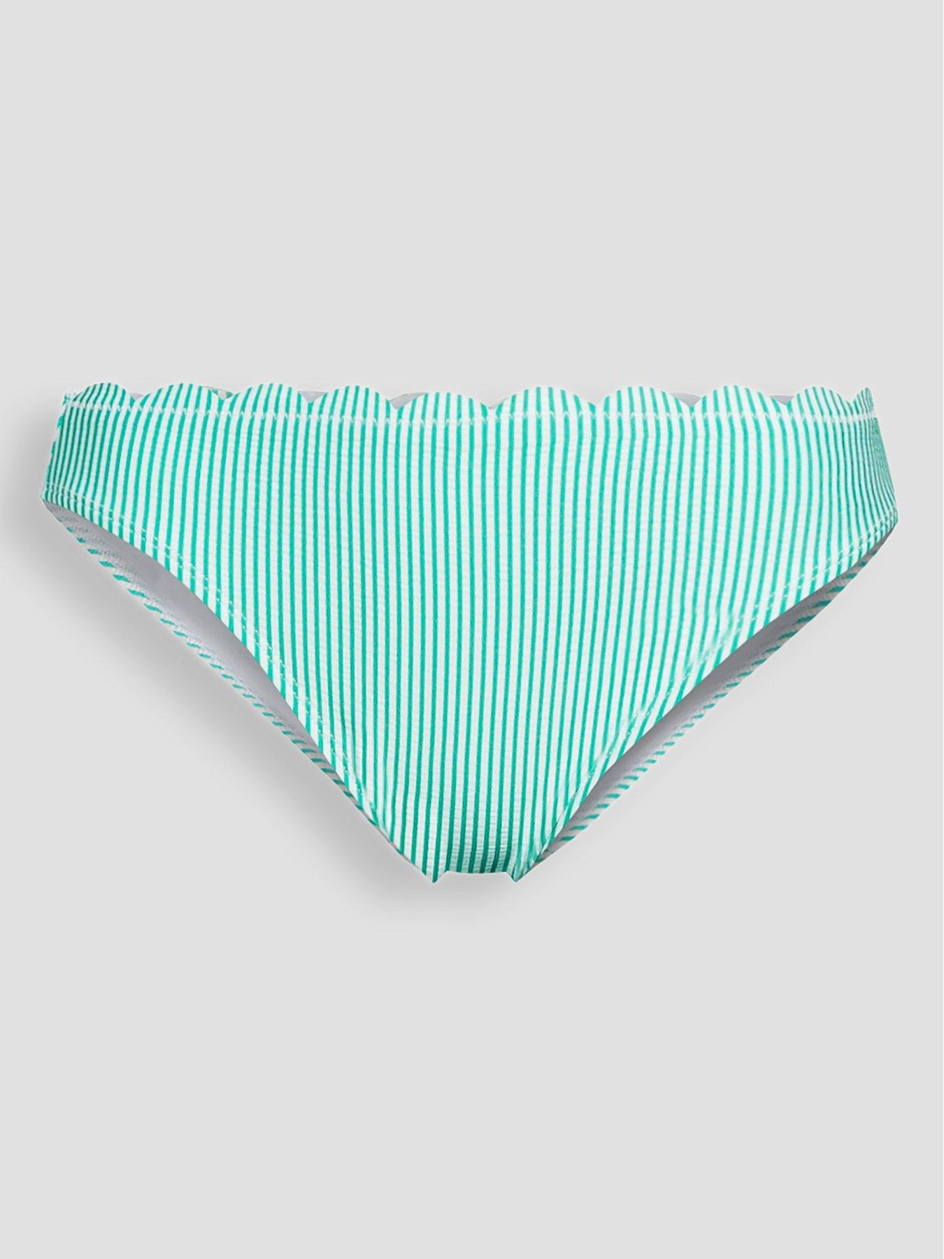 Image 7 of 7 of The Very Collection Stripe Scalloped Underwired Bikini Bottoms - Green